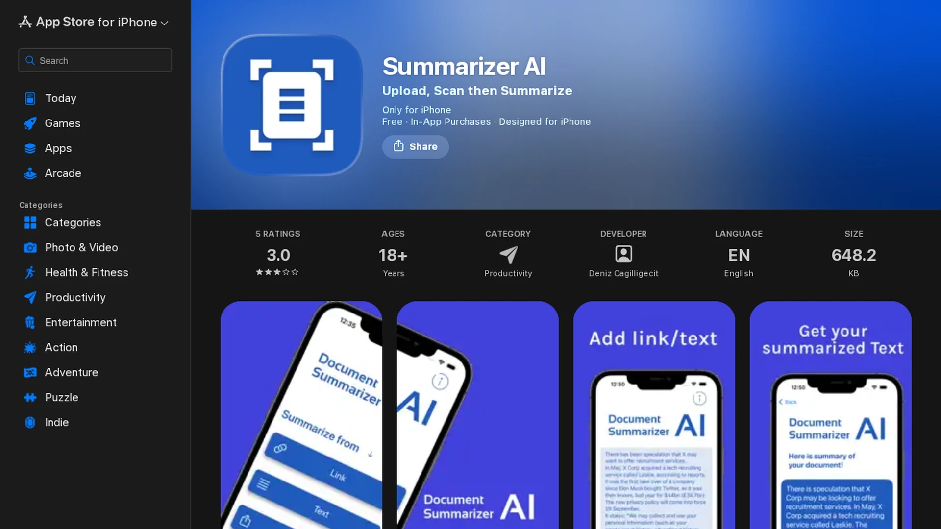 document-summarizer-ai homepage