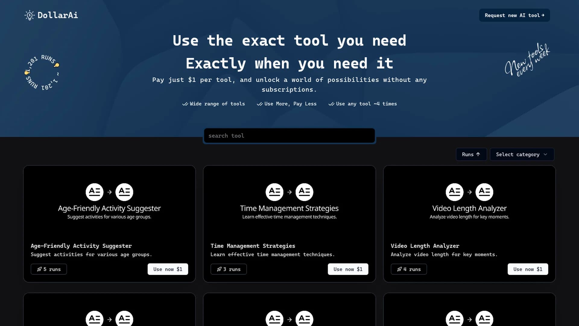 dollarai-store homepage