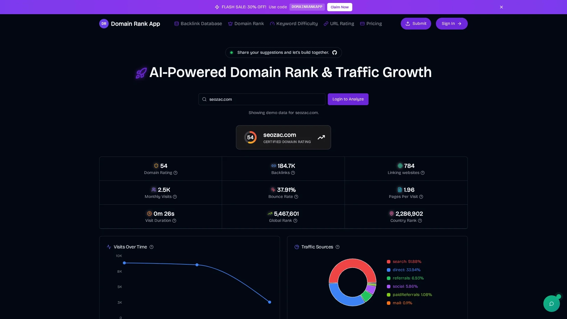 domain-rank-app homepage