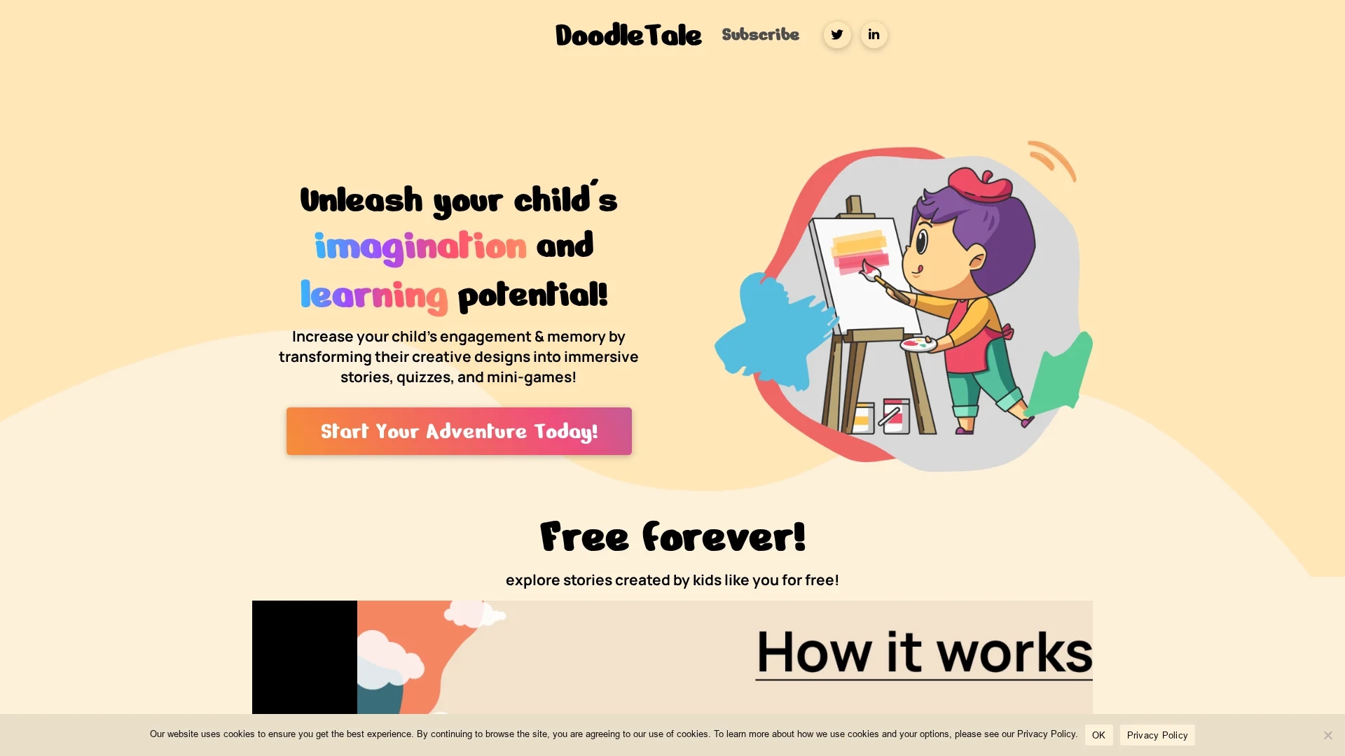 doodletale-ai-children-creativity-app homepage