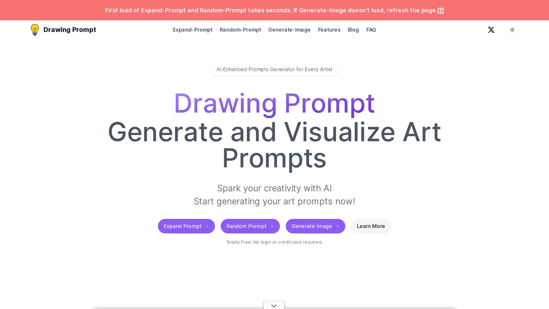 drawing-prompt homepage