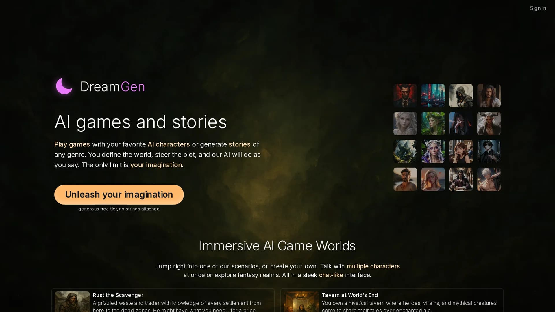 dreamgen-role-play-story-writing homepage