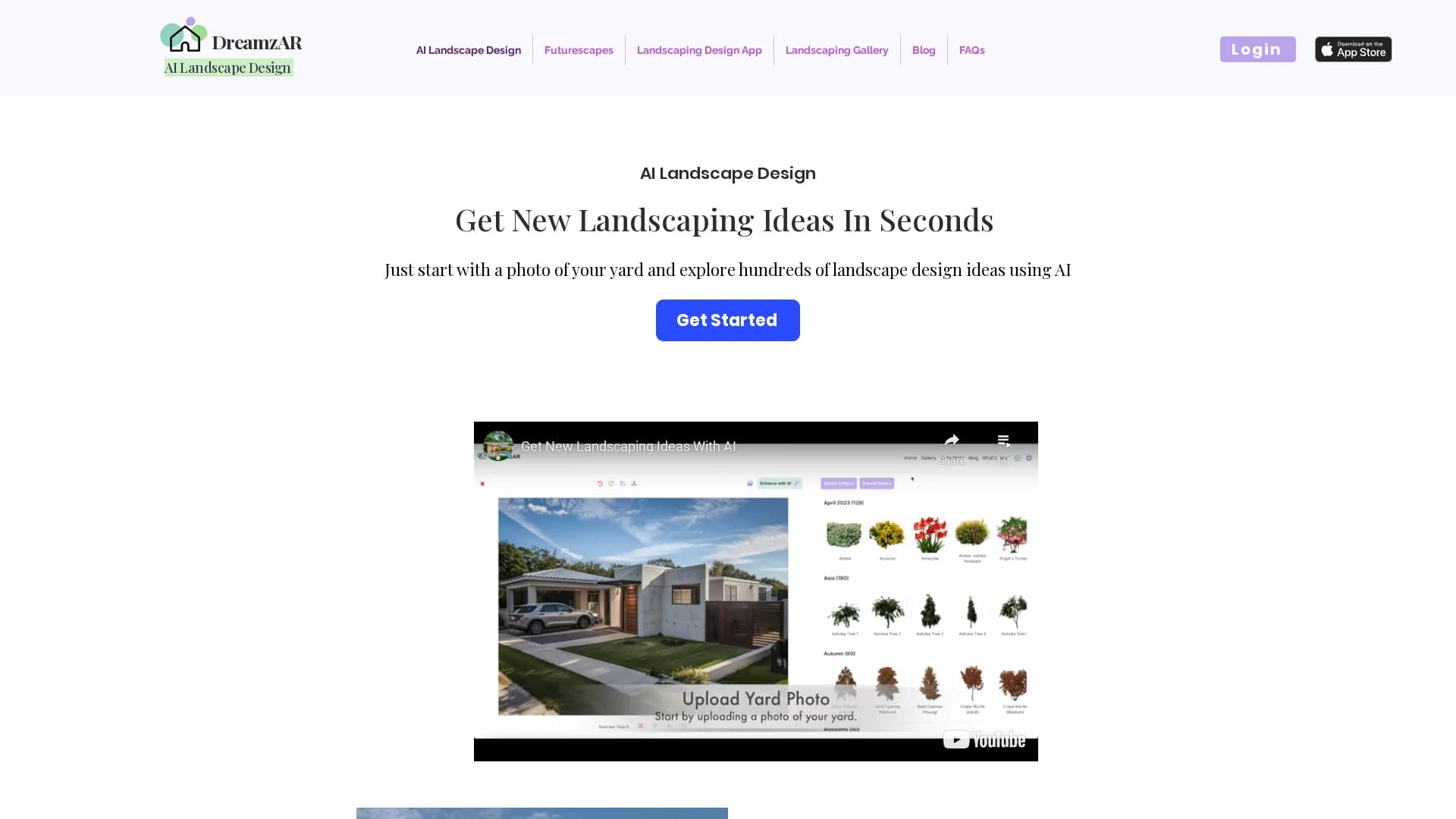 dreamzar-ai-landscape-design-ideas homepage