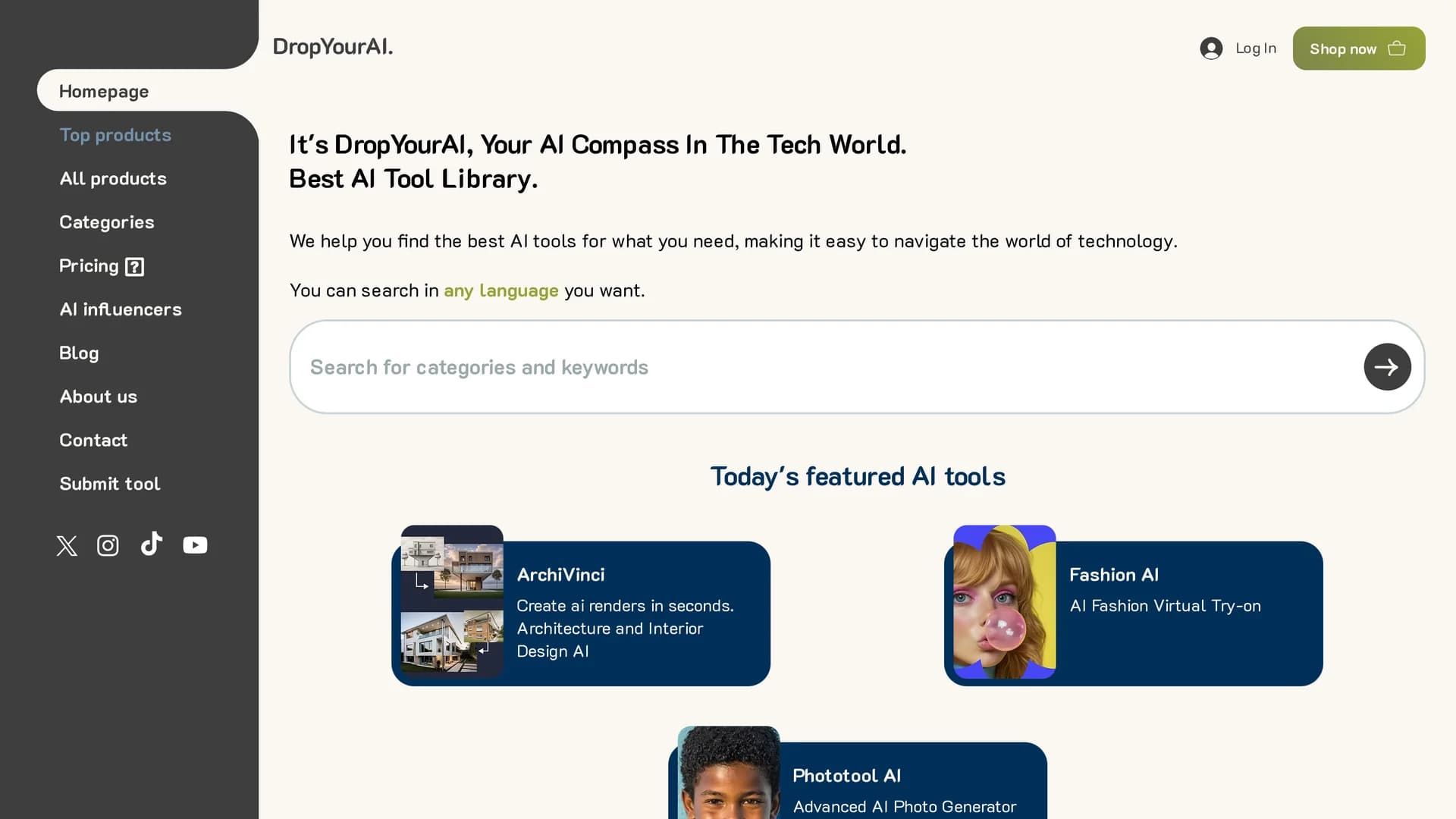 drop-your-ai homepage