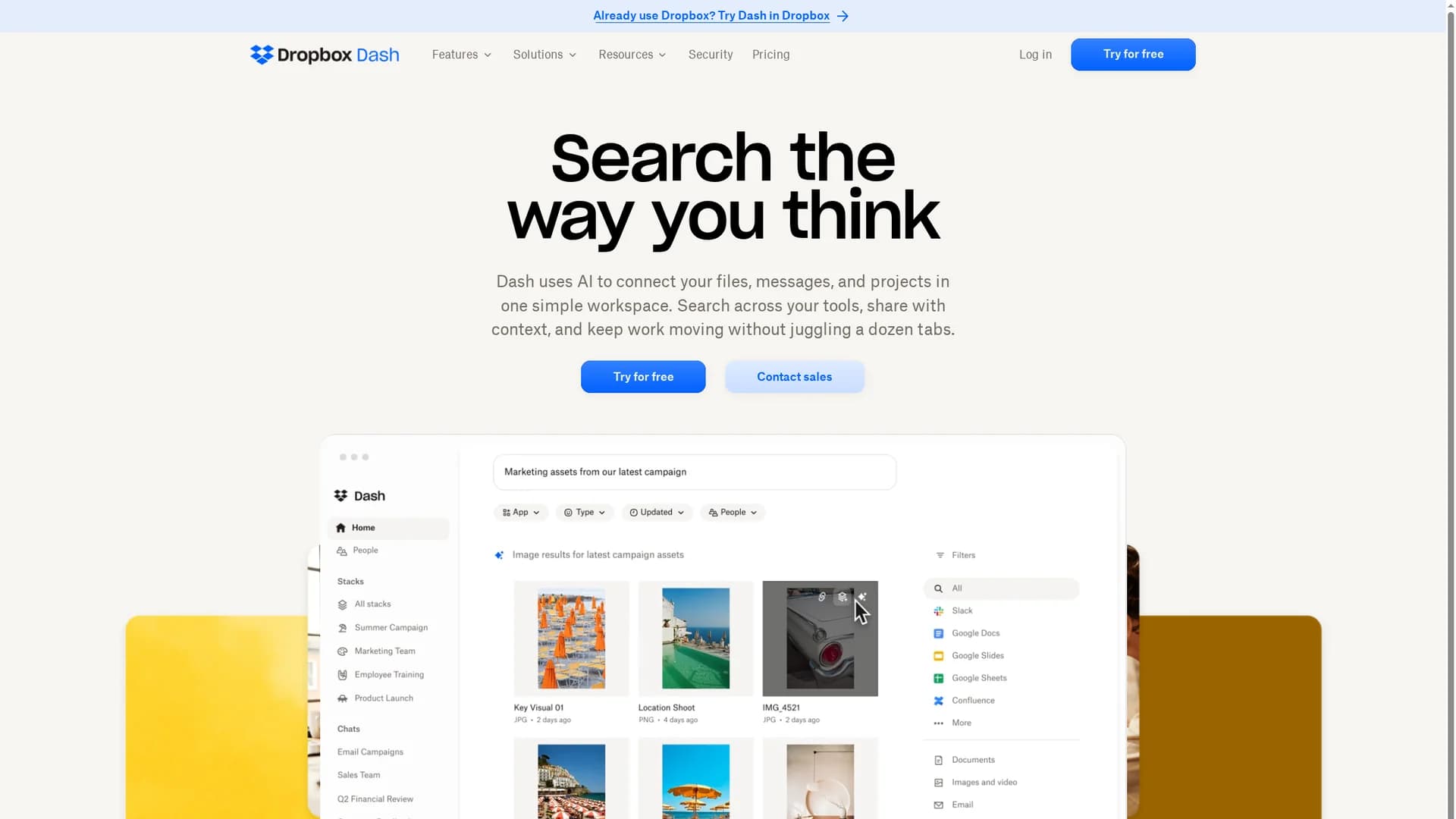 dropbox-dash homepage