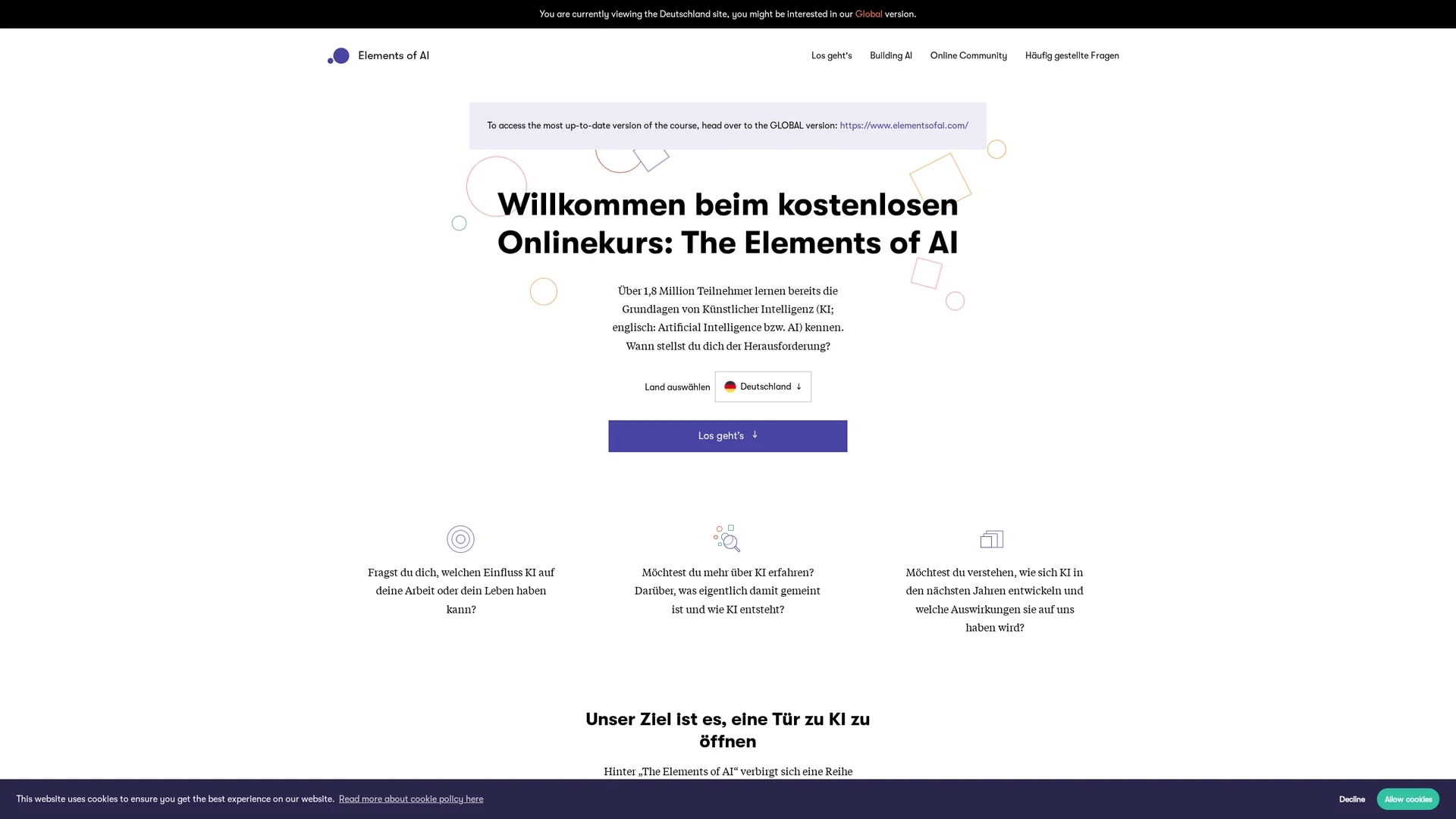elementsofai-de homepage