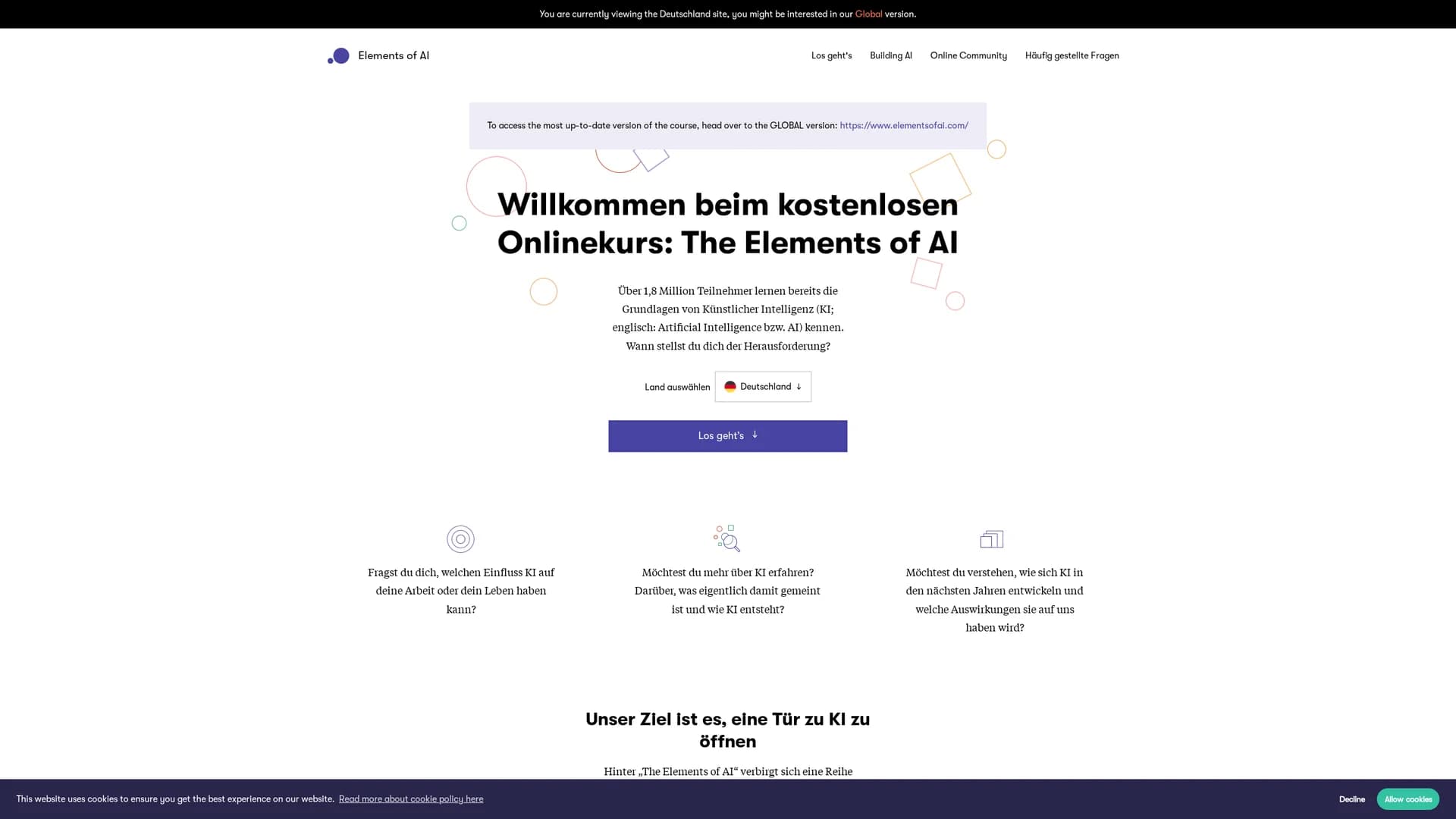 elementsofai-de homepage