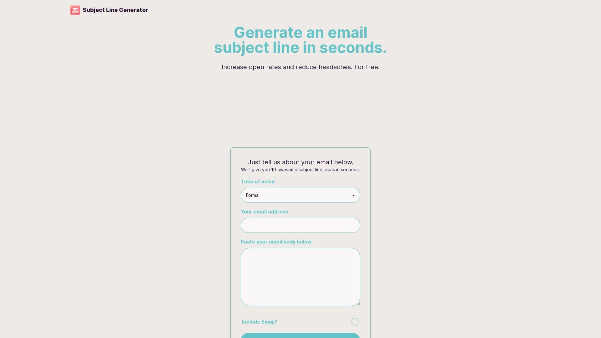 email-subject-line-generator homepage
