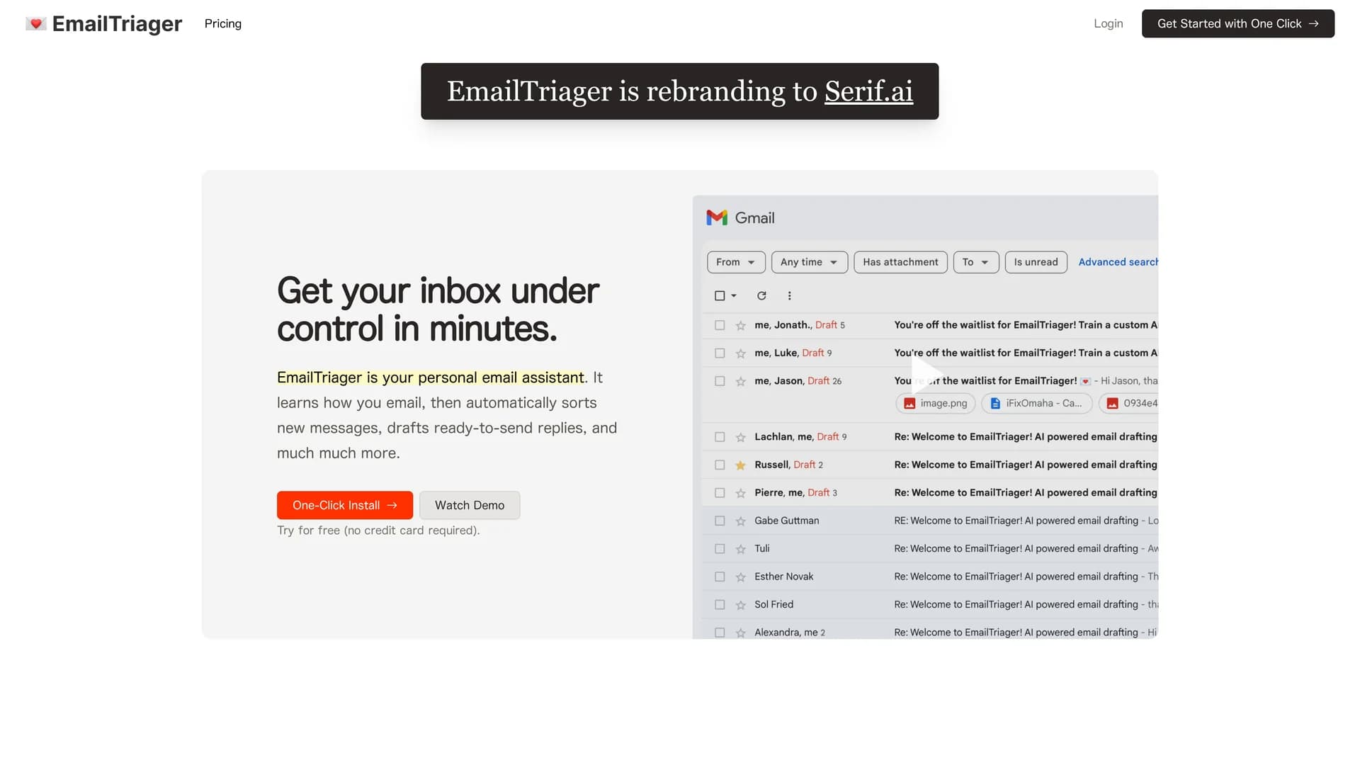 emailtriager homepage