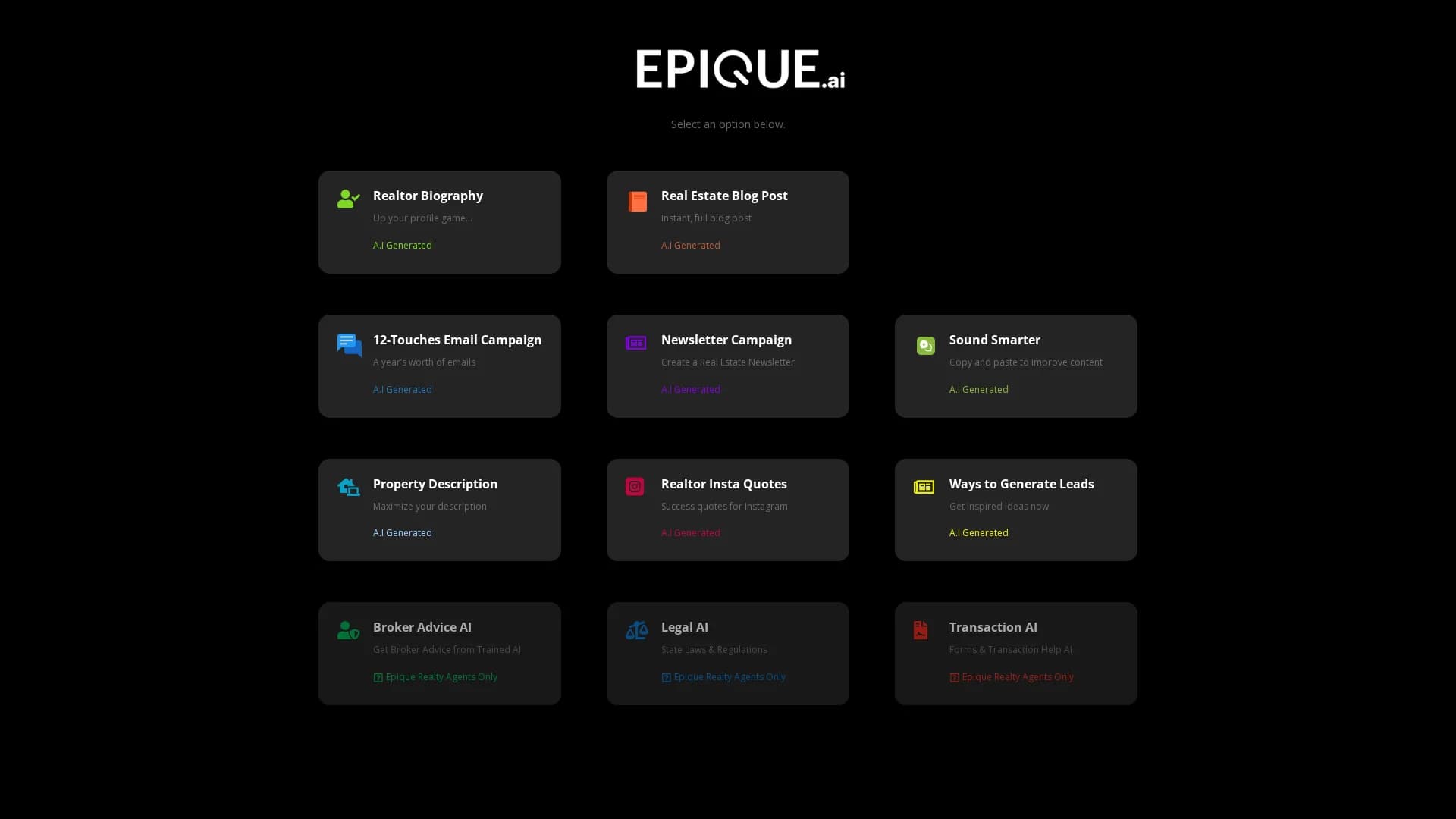 epique-ai homepage