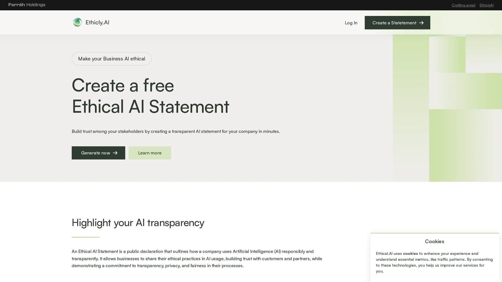 ethicly-ai homepage