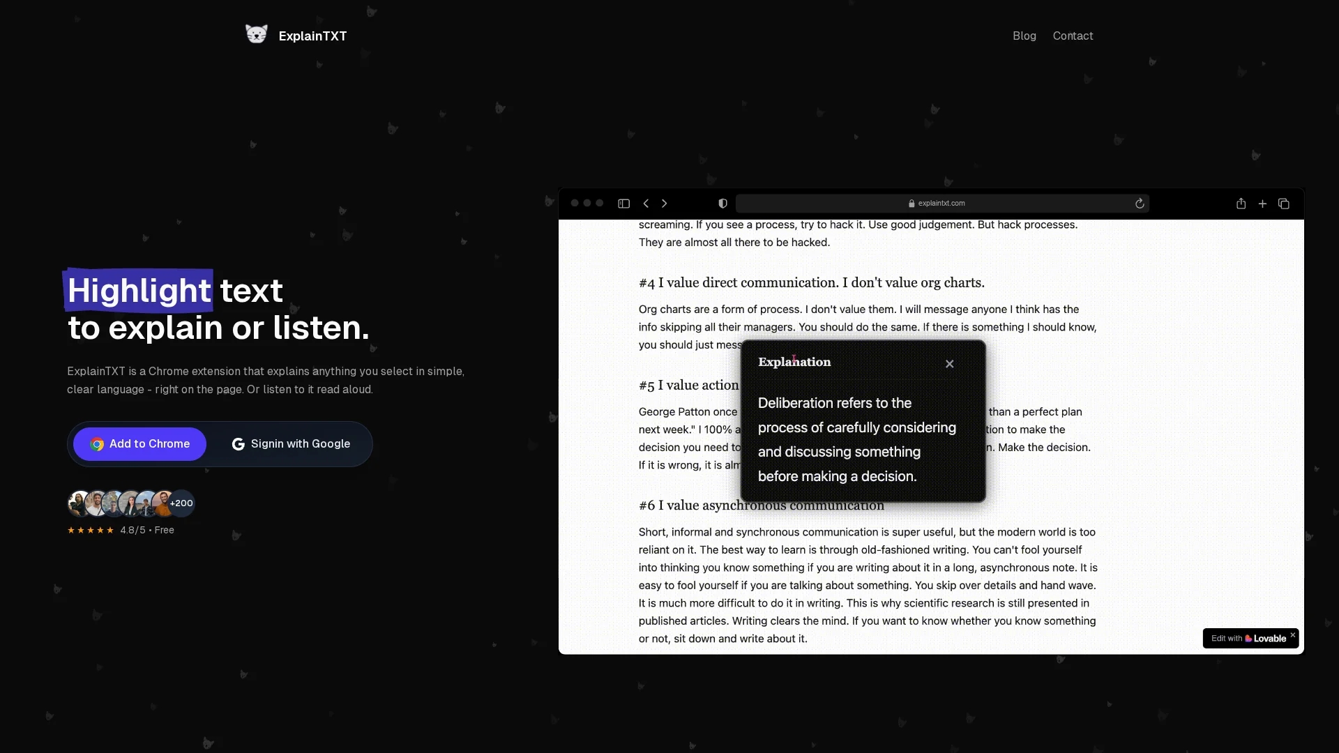 explaintxt homepage