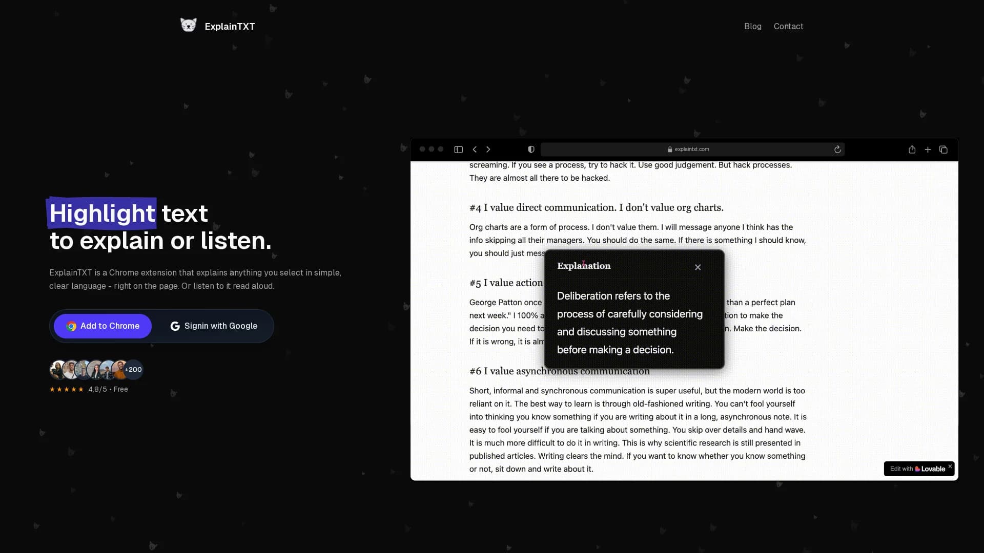 explaintxt homepage