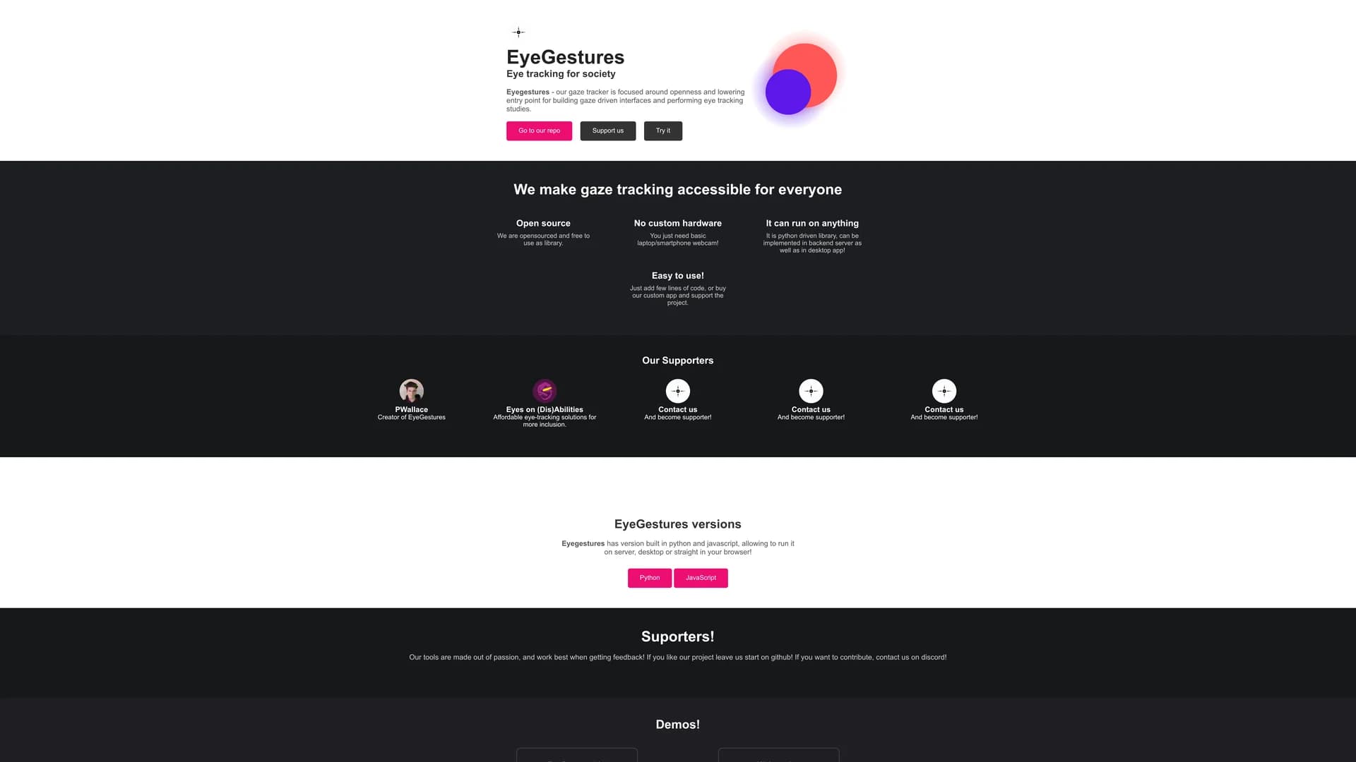 eyegestures homepage