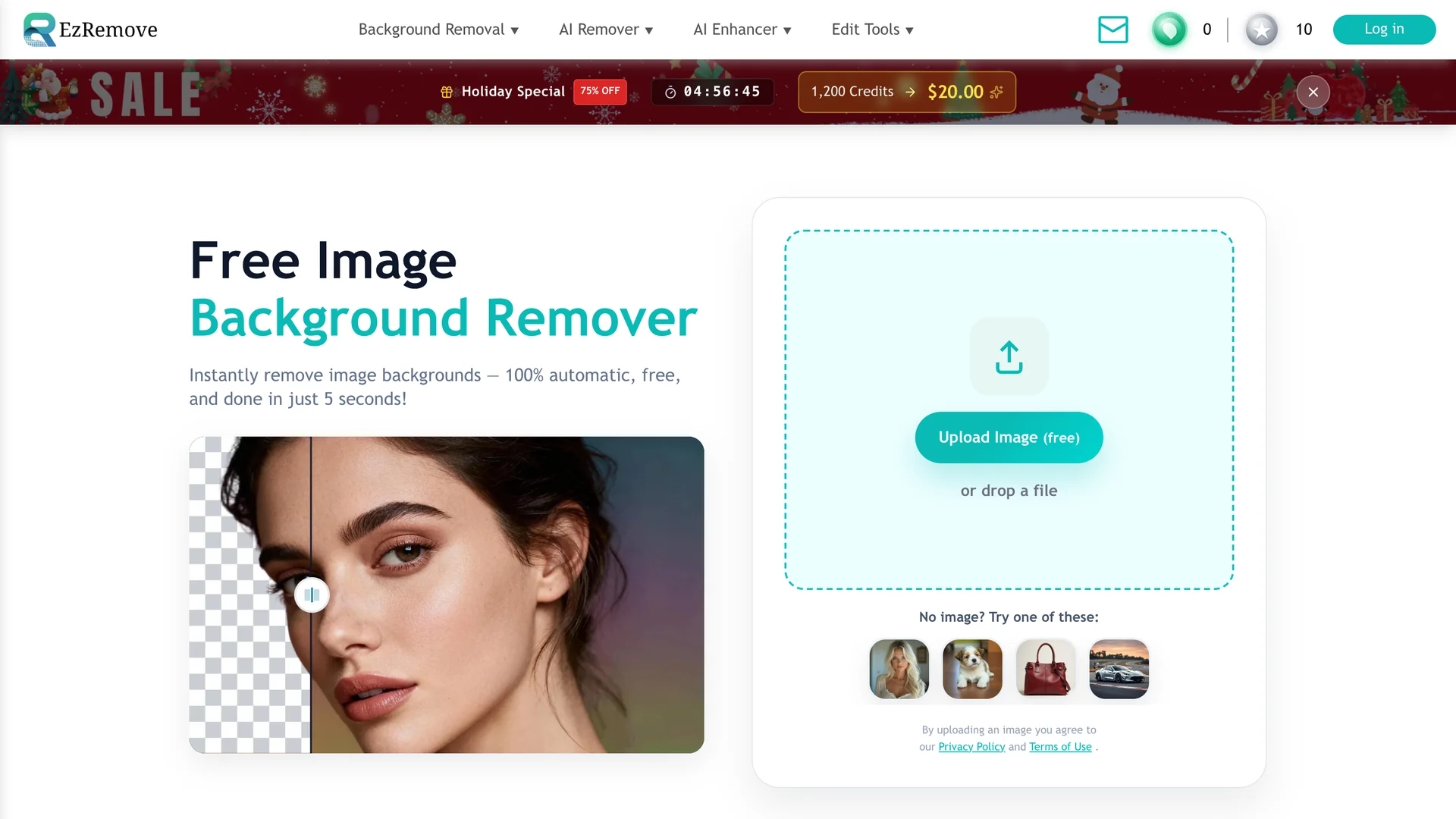 ezremove-ai homepage
