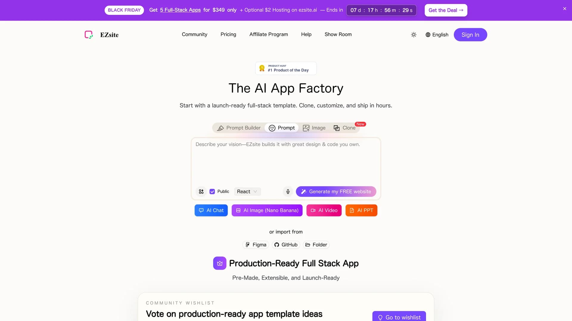 ezsite-ai homepage