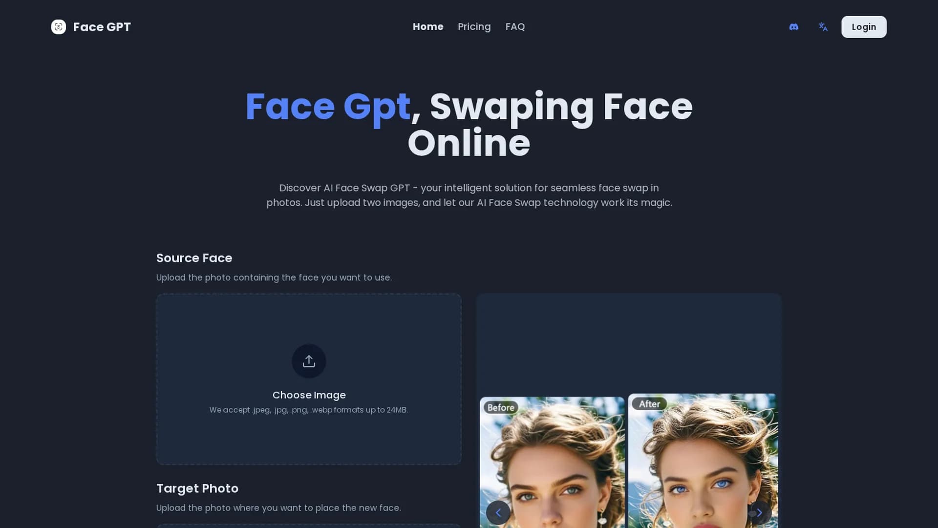 face-gpt homepage