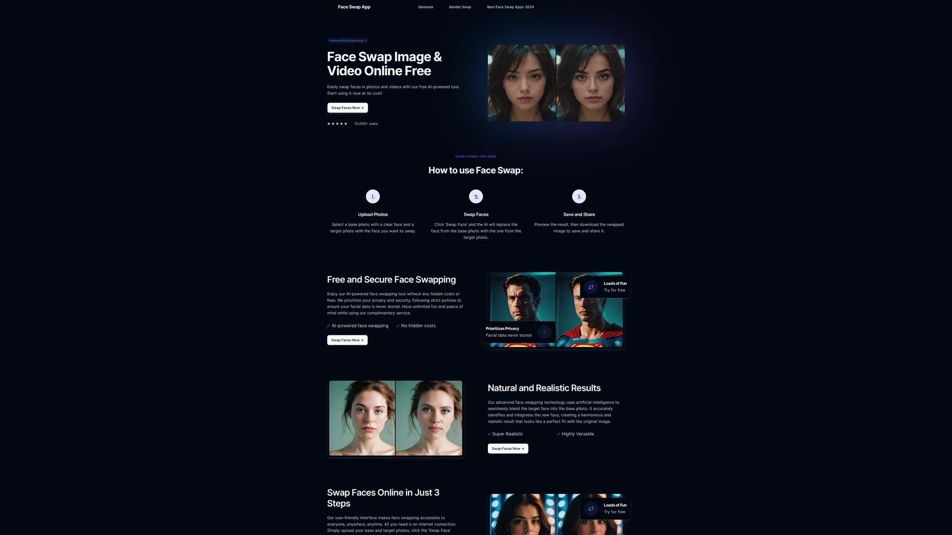 face-swap-app homepage