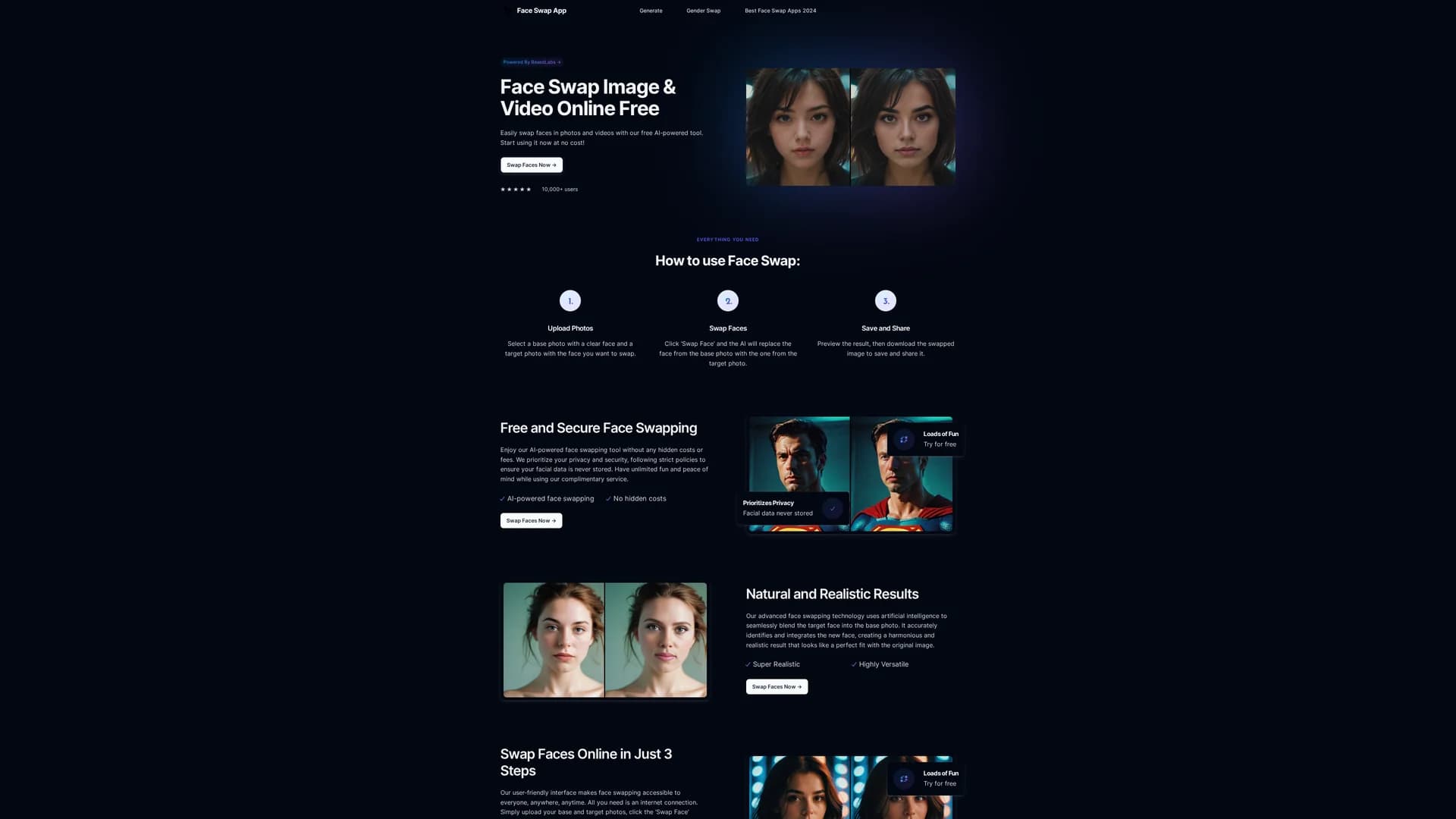 face-swap-app homepage