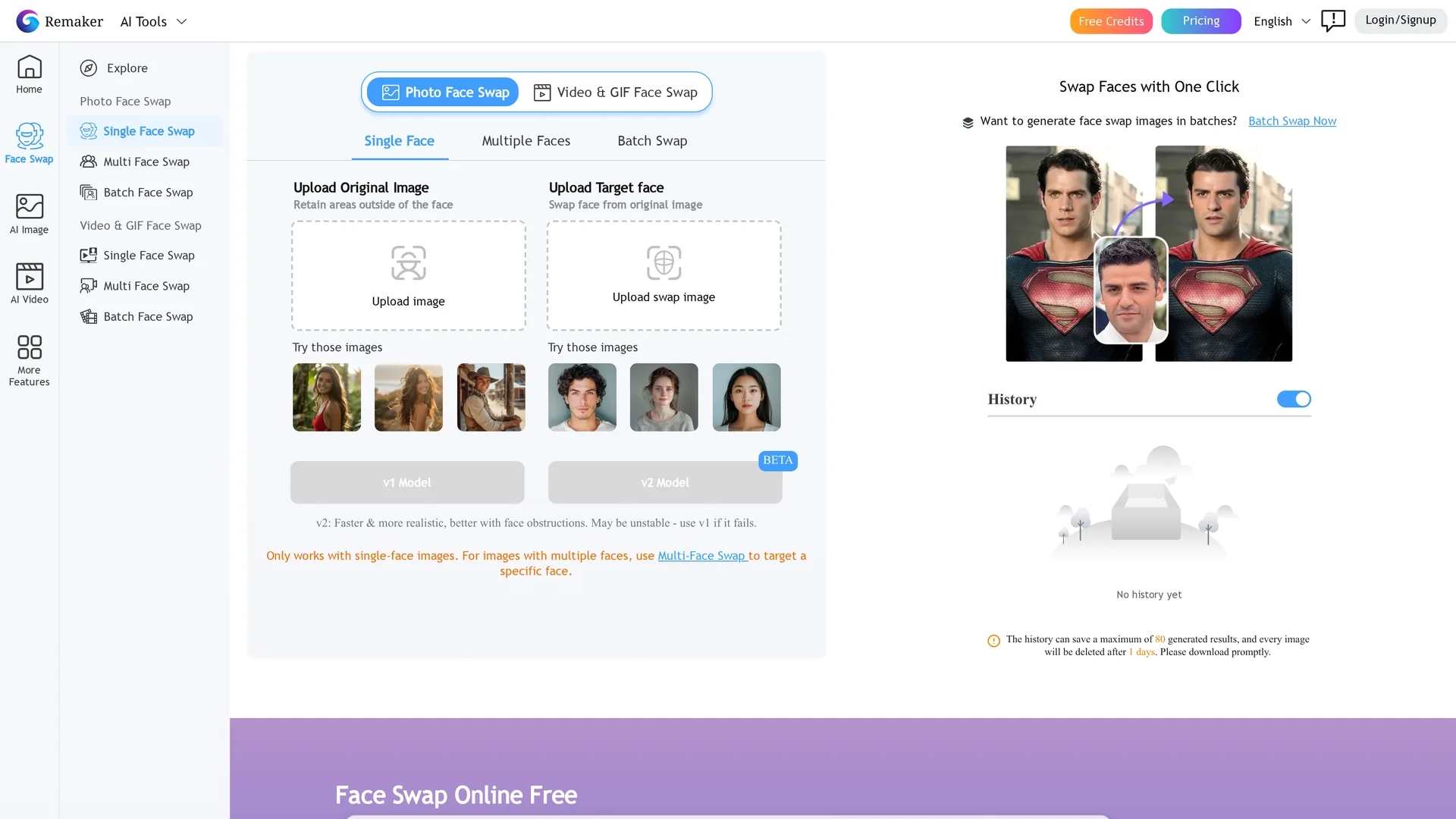 face-swap-by-remaker homepage