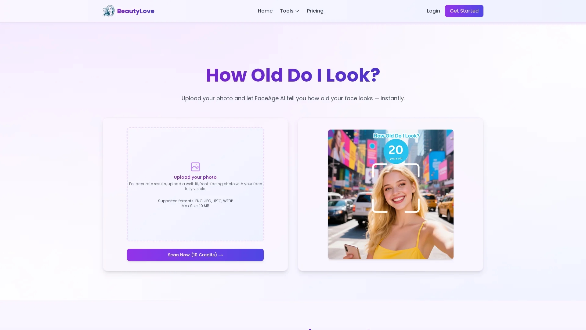 faceage-ai homepage