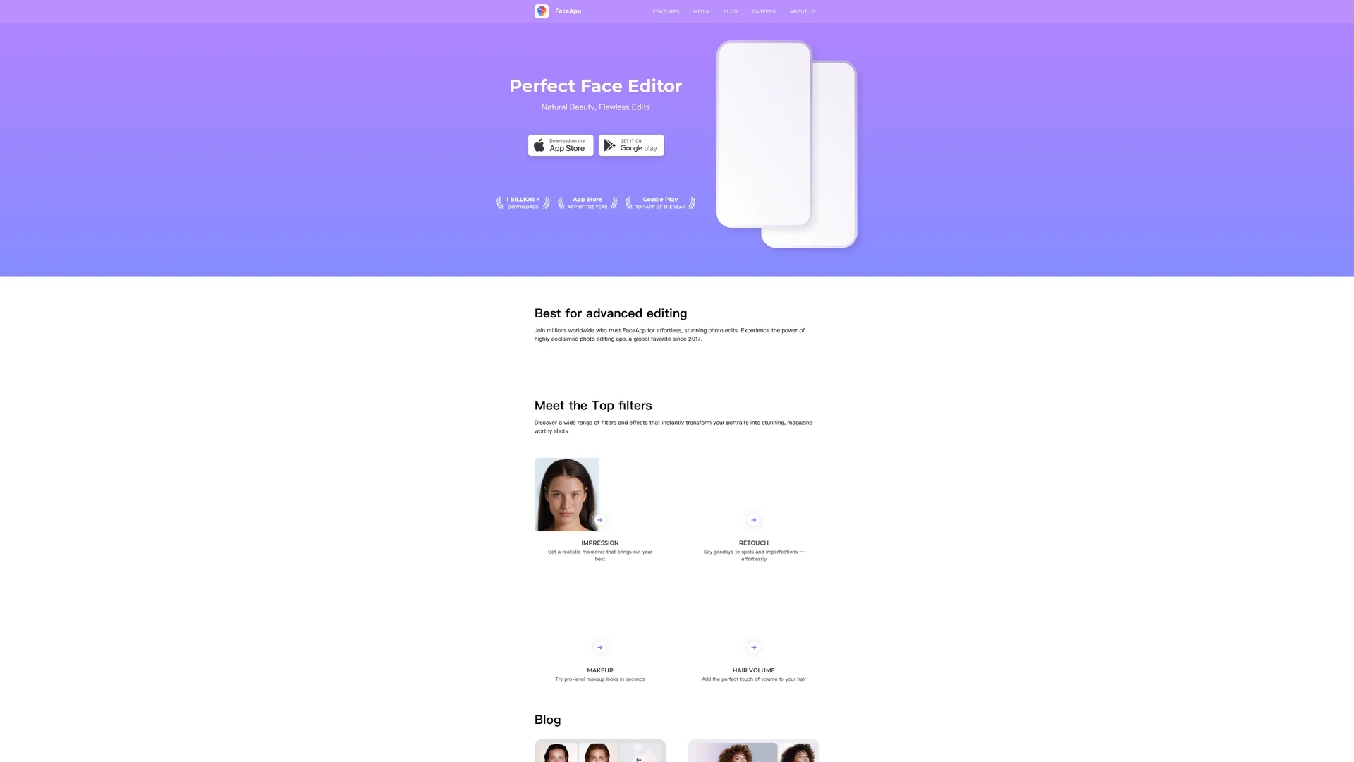 faceapp homepage