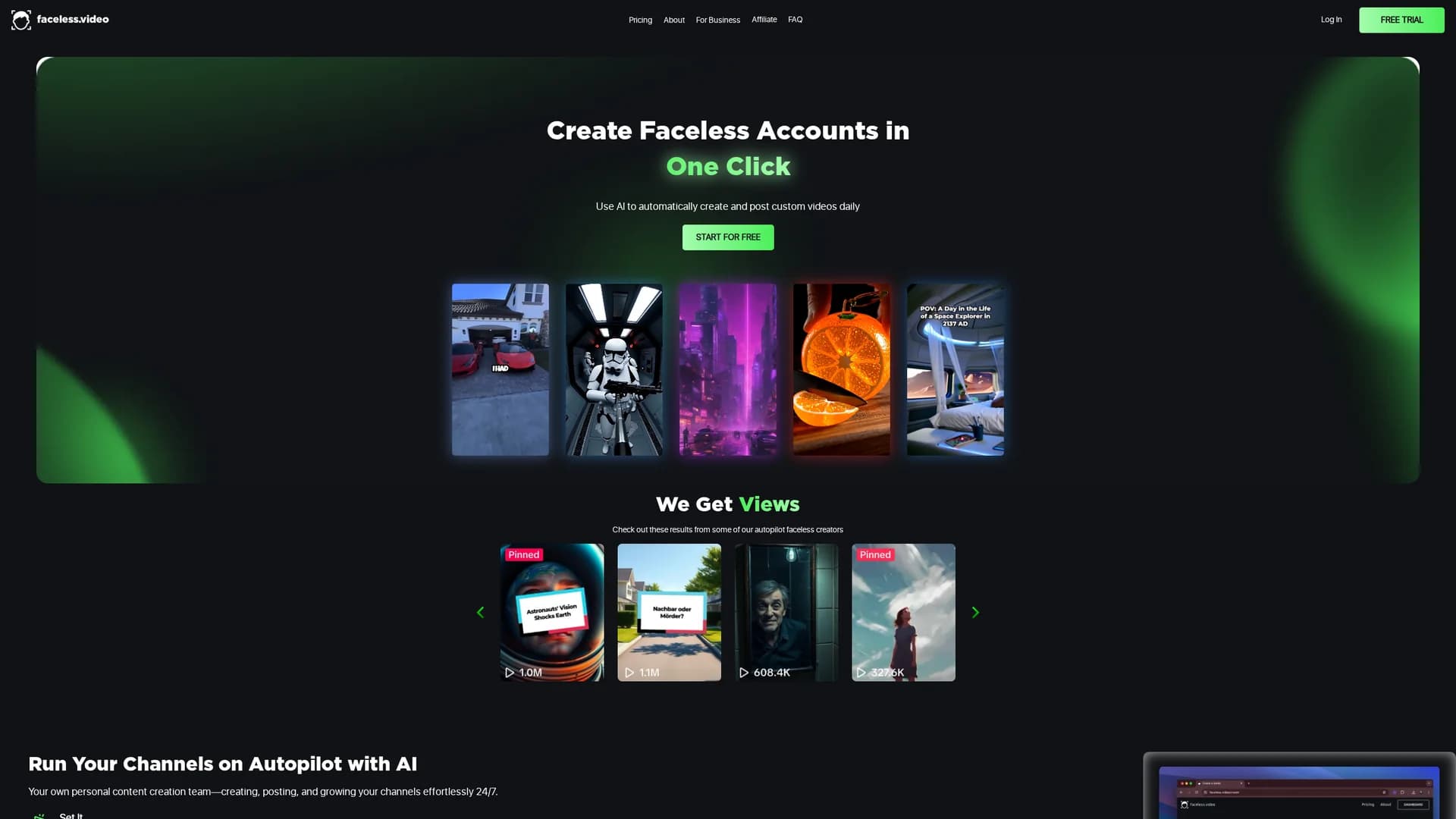 faceless homepage