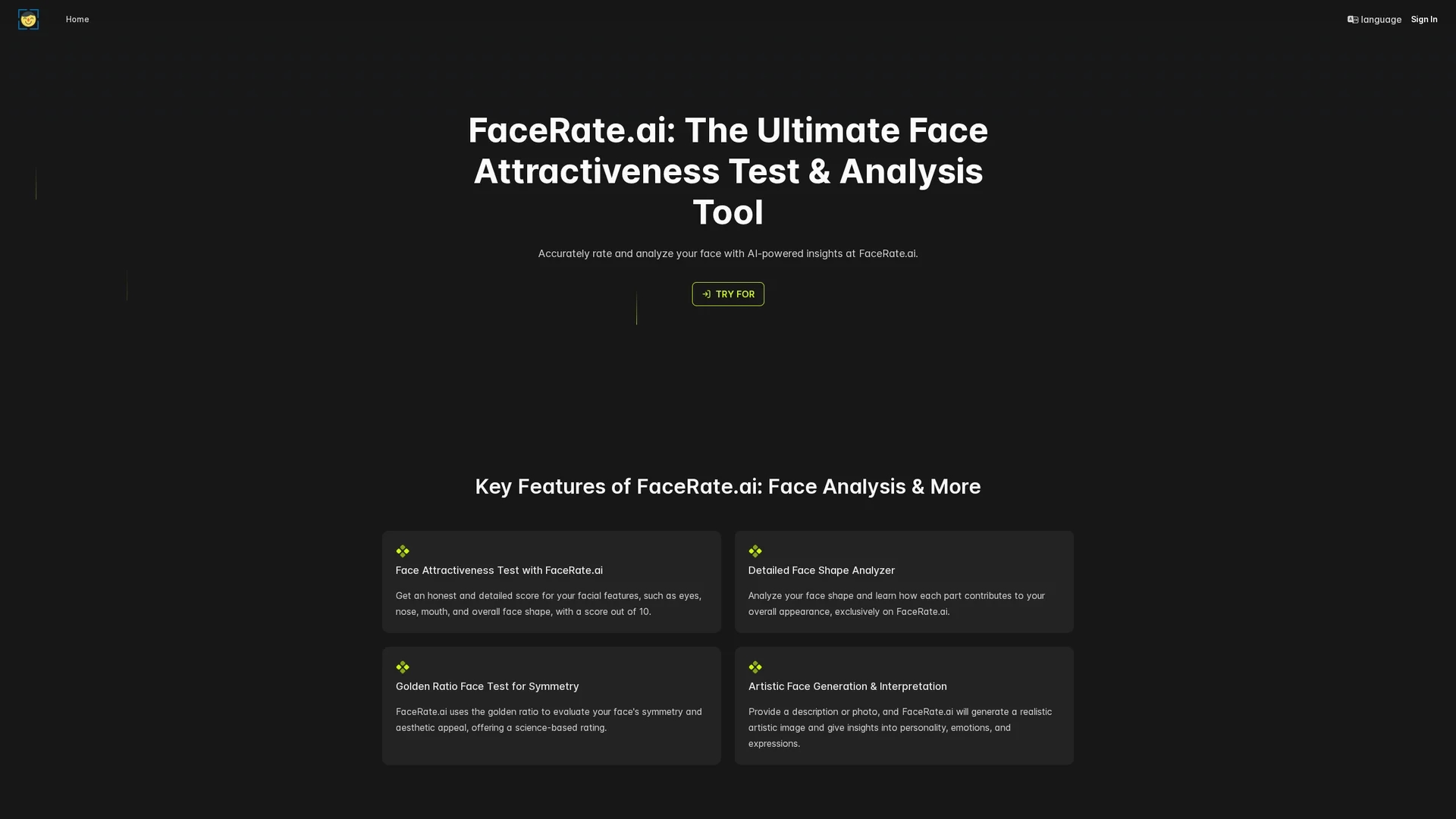 facerate-ai homepage