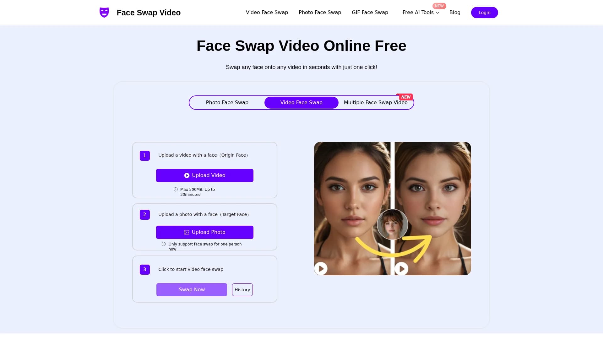 faceswapvideo homepage