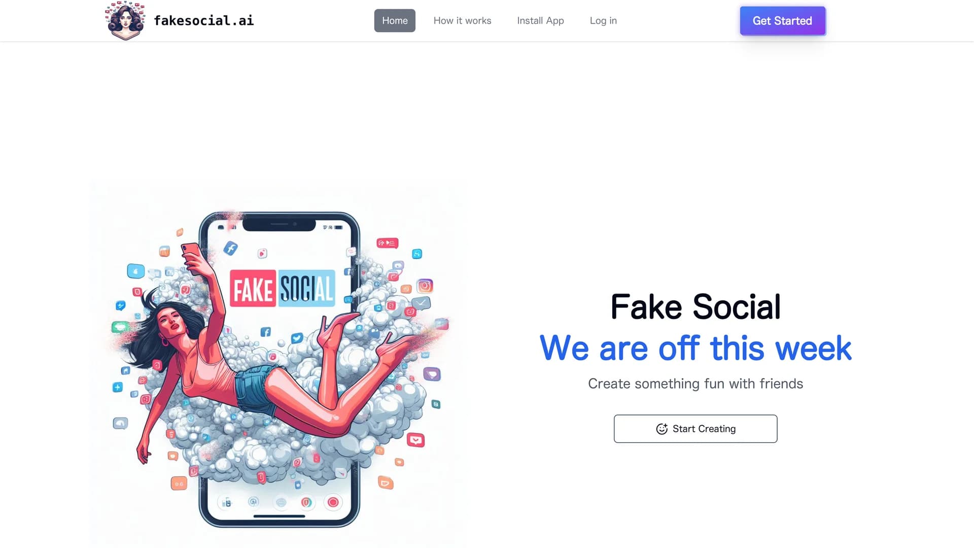 fake-social homepage