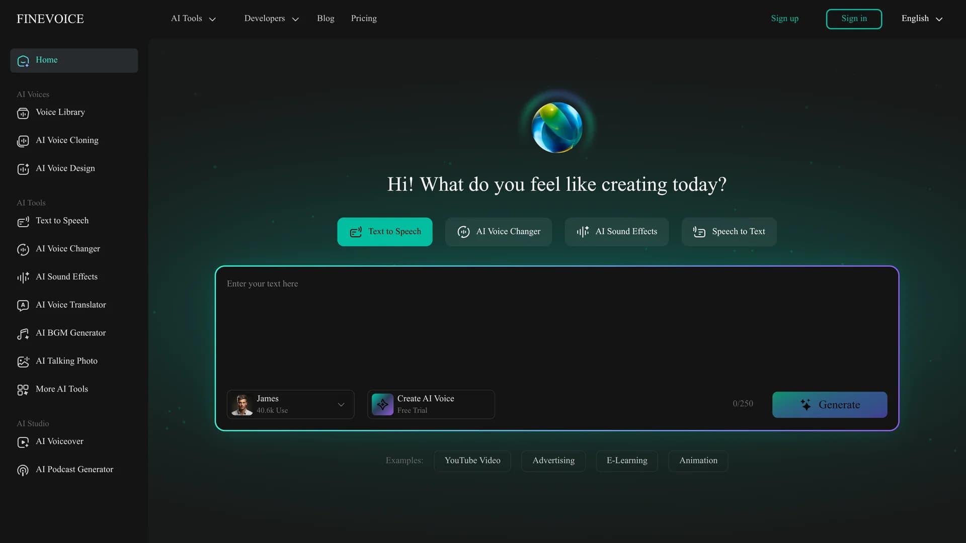finevoice homepage
