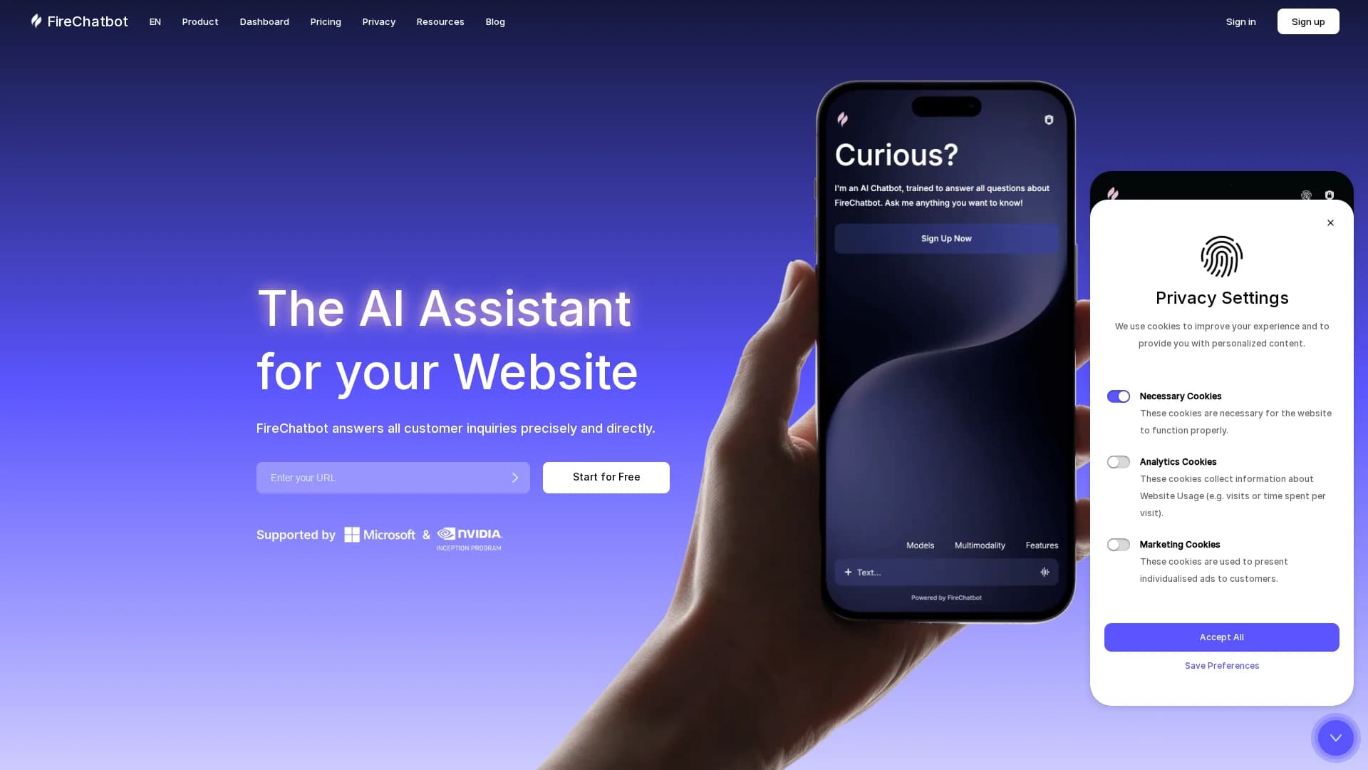 firechatbot homepage