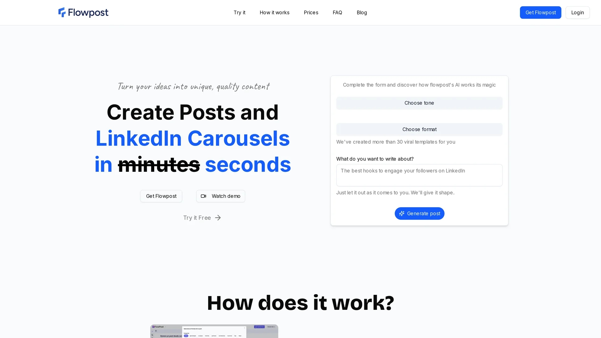 flowpost-io homepage