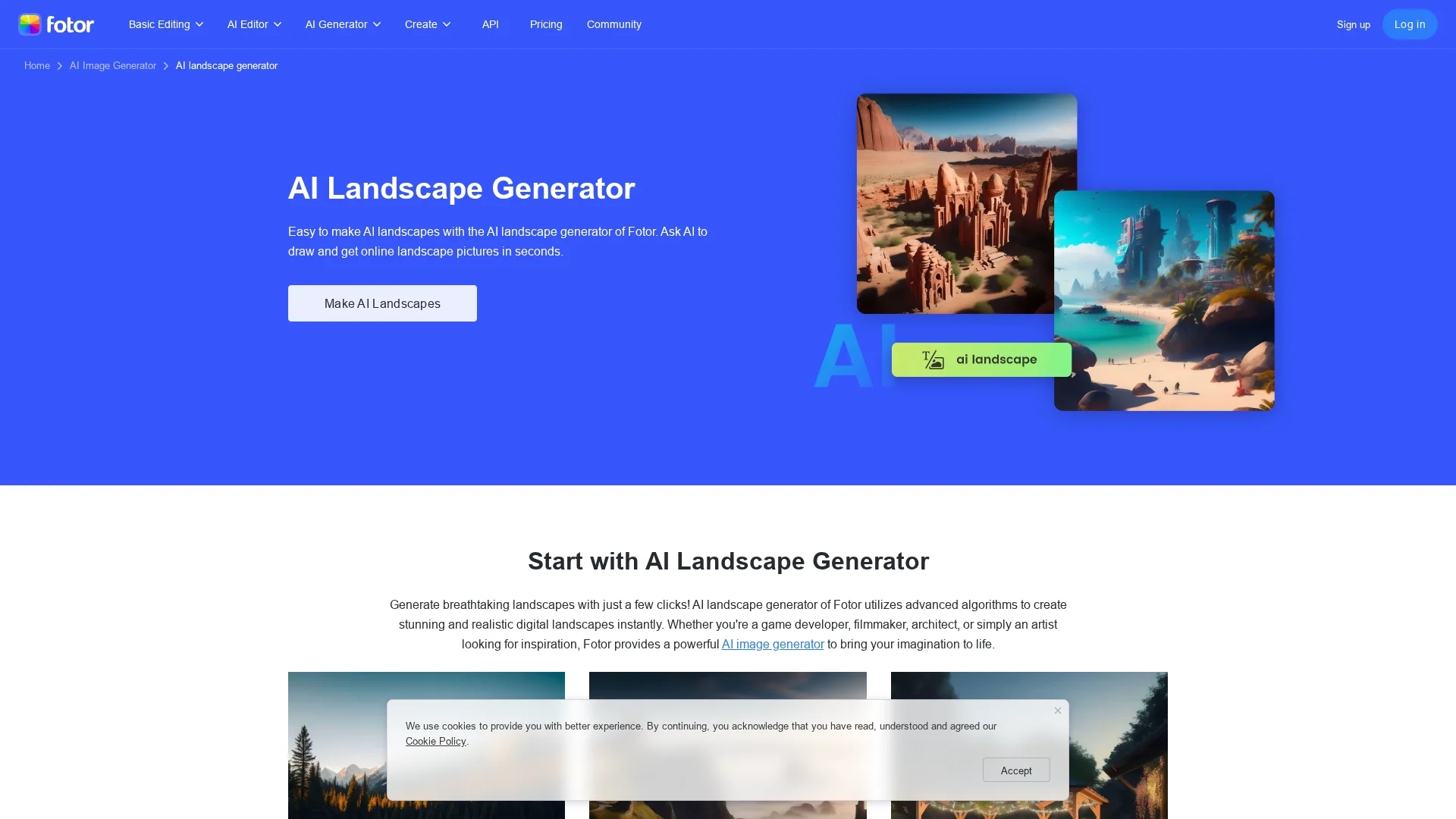 fotor-ai-landscape-generator homepage