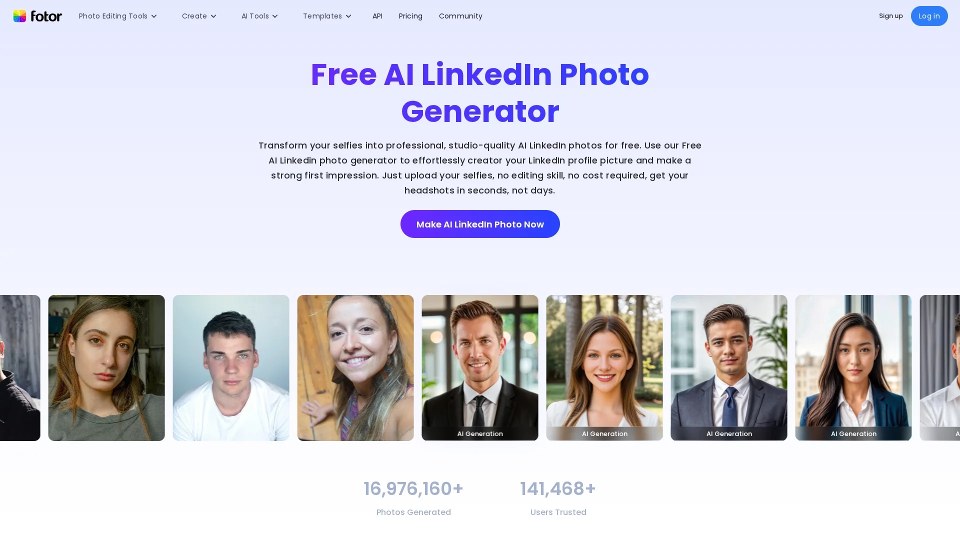 fotorai-linkedln-photo-generator homepage
