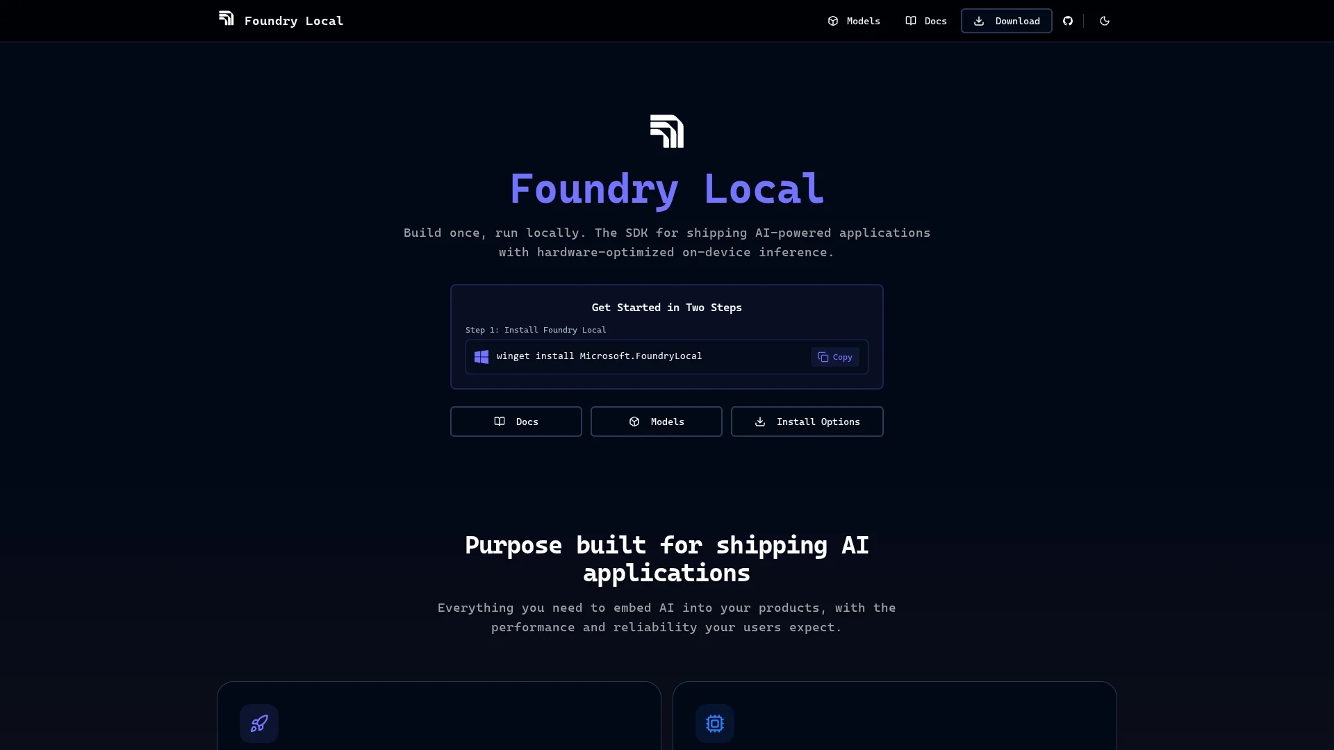 foundrylocal-ai homepage