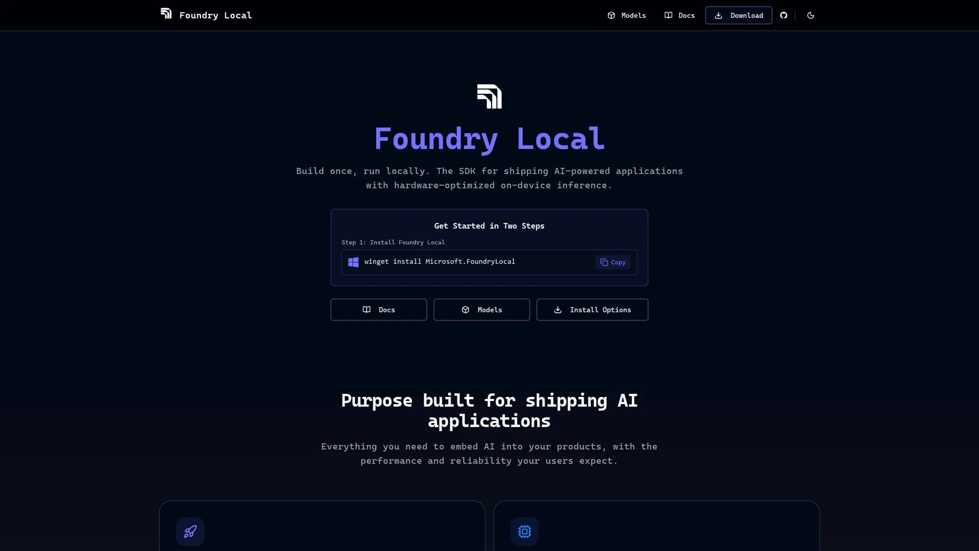 foundrylocal-ai homepage