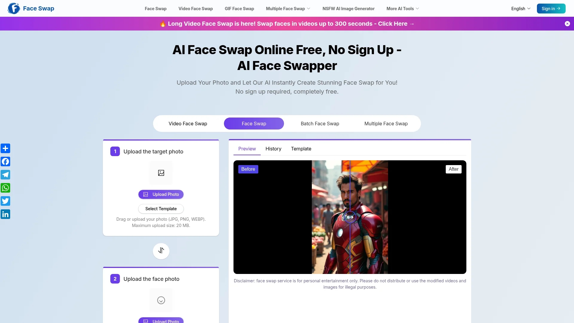 free-ai-face-swap homepage