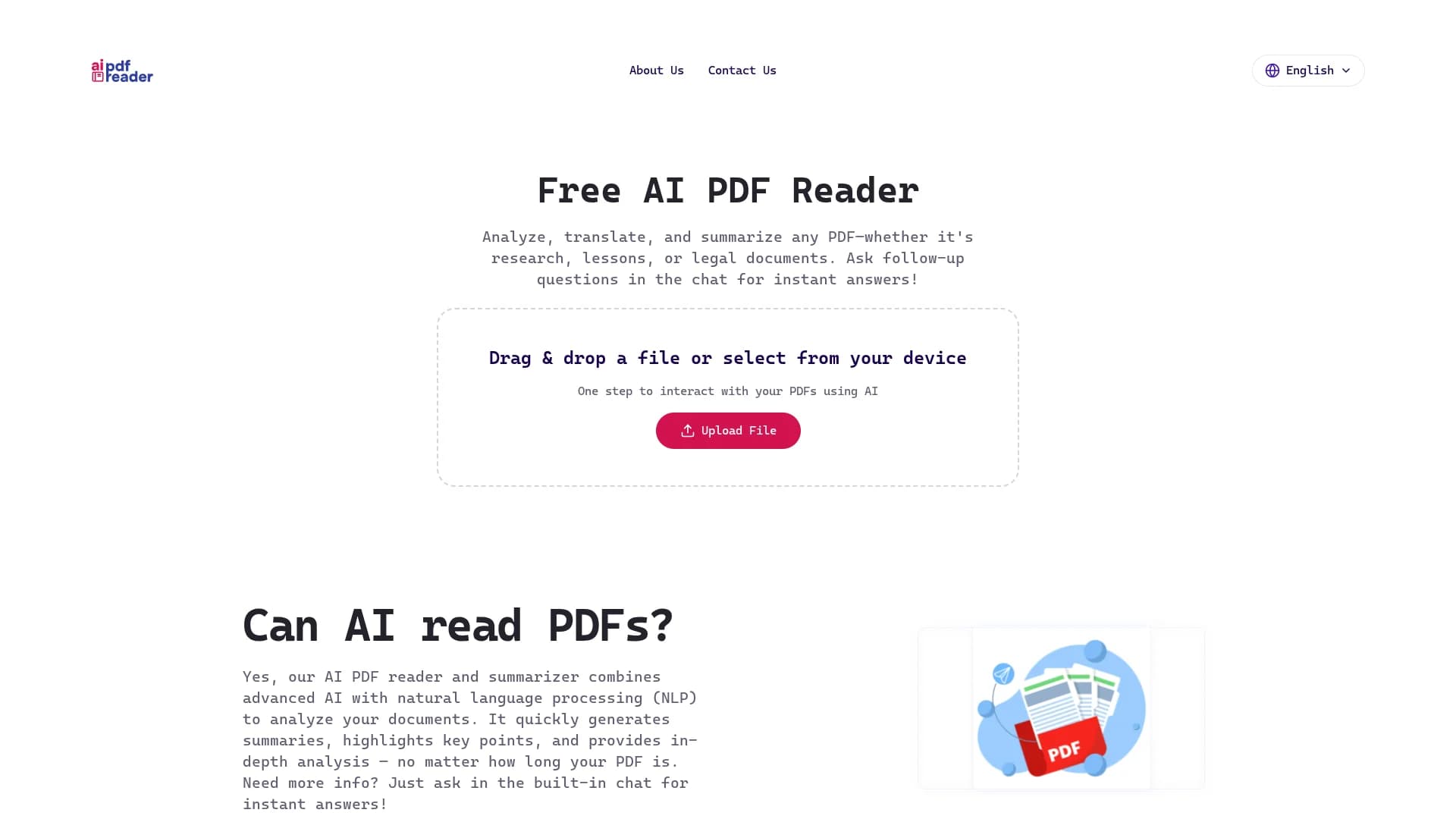 free-ai-pdf-reader homepage