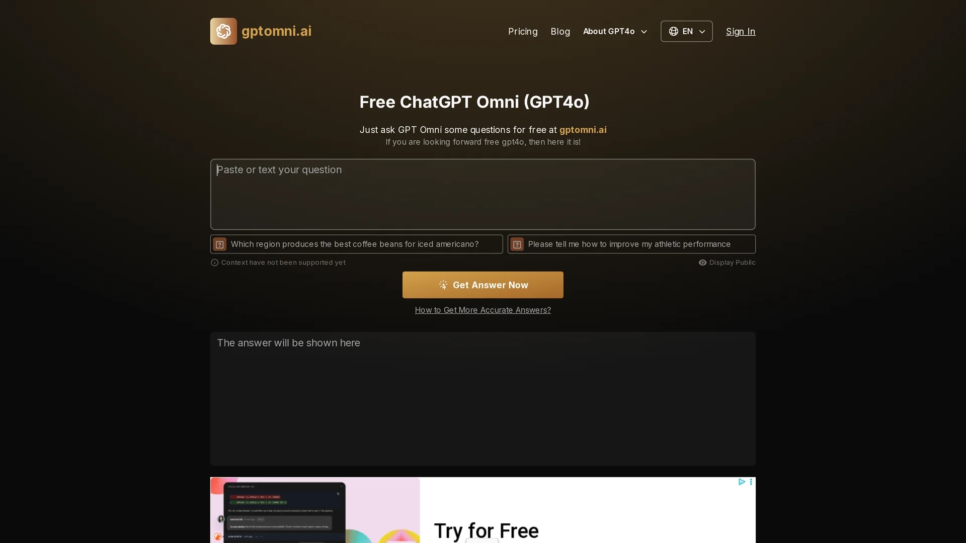 free-chatgpt-omni homepage