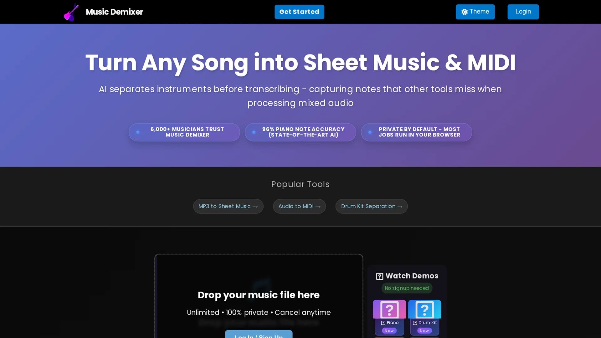free-music-demixer homepage