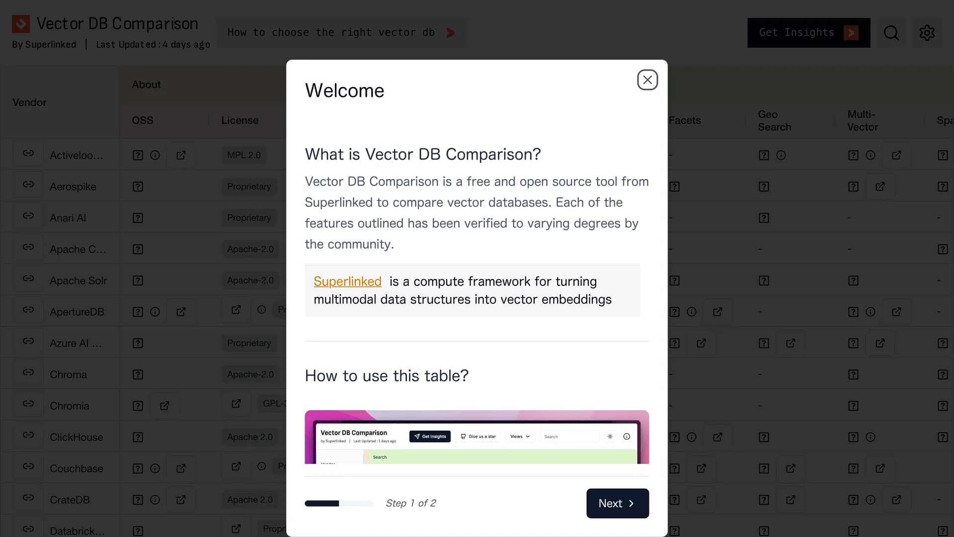 free-vector-database-comparison homepage
