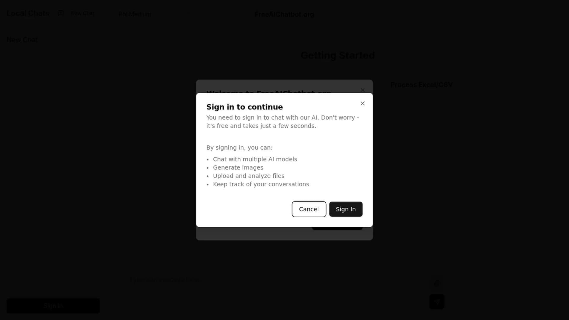 freeaichatbot homepage