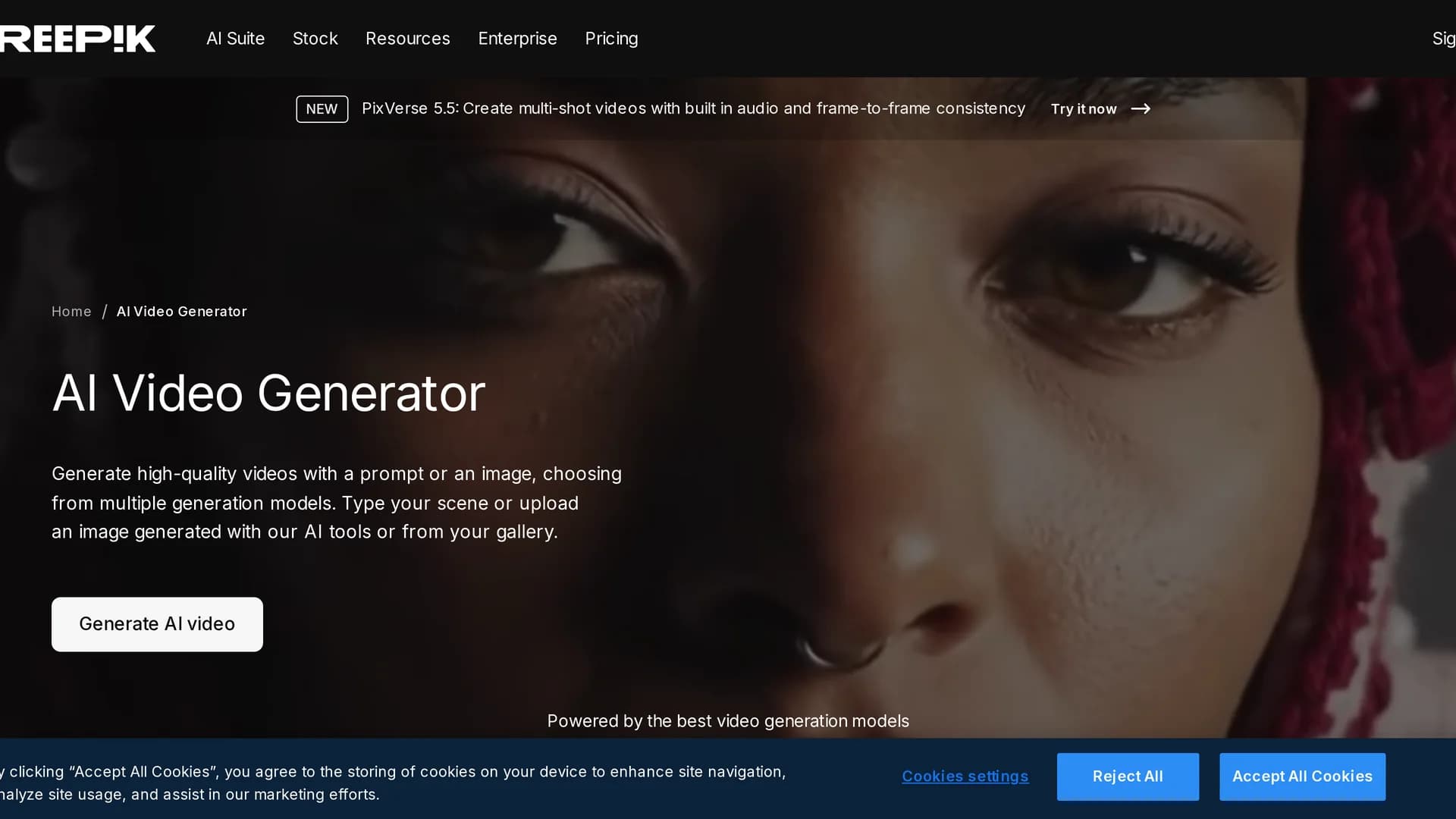 freepik-ai-video-generator homepage