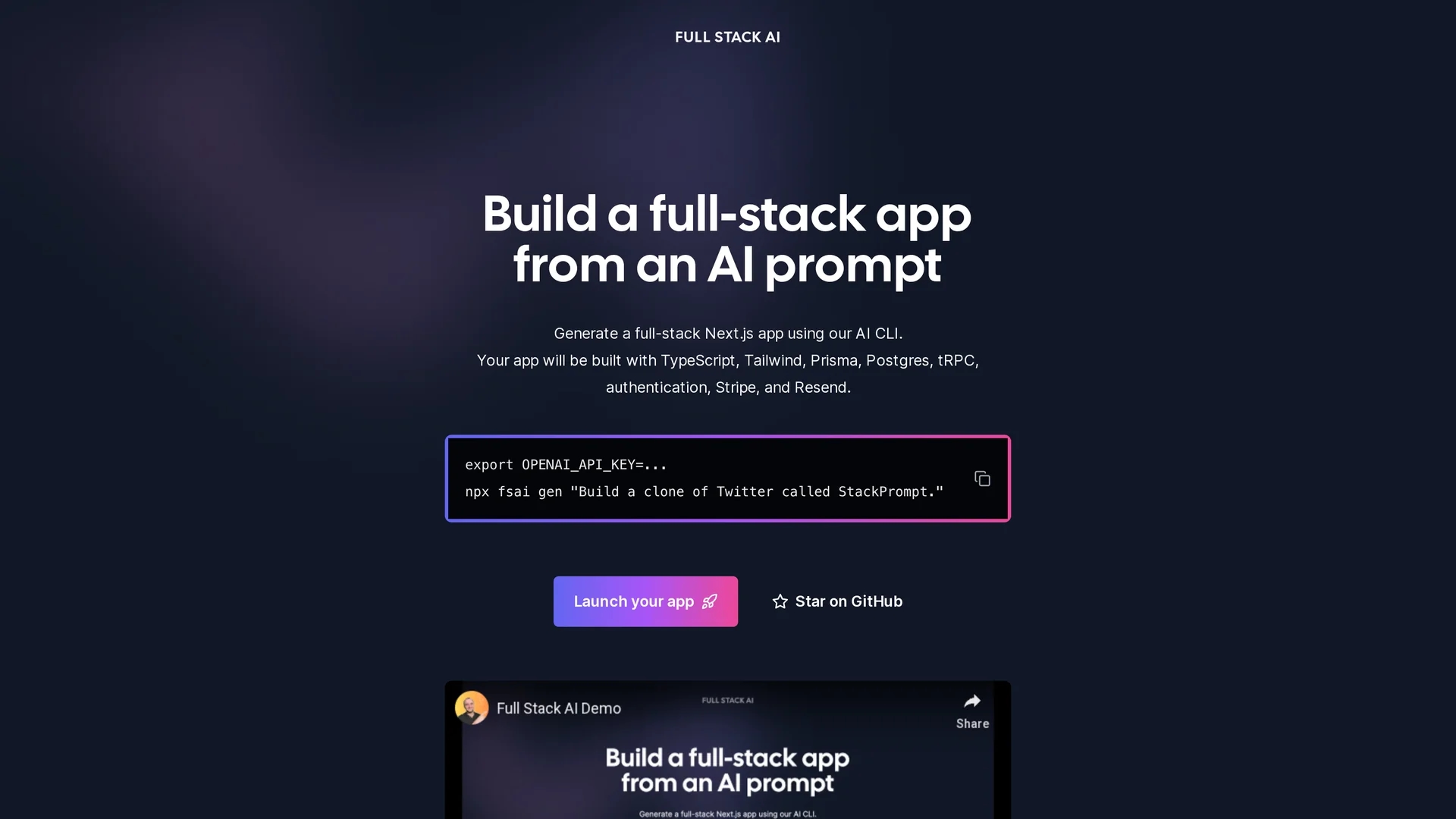 full-stack-ai homepage