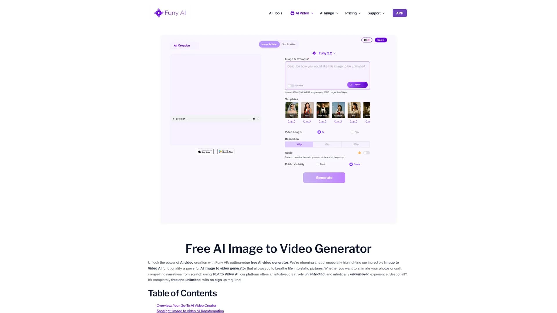 funy-ai-video-ai-image homepage