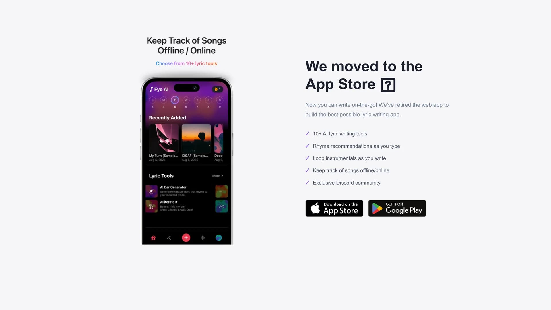 fye-ai-ai-rap-assistant homepage