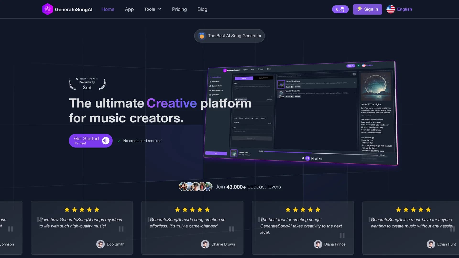 generatesong-ai homepage
