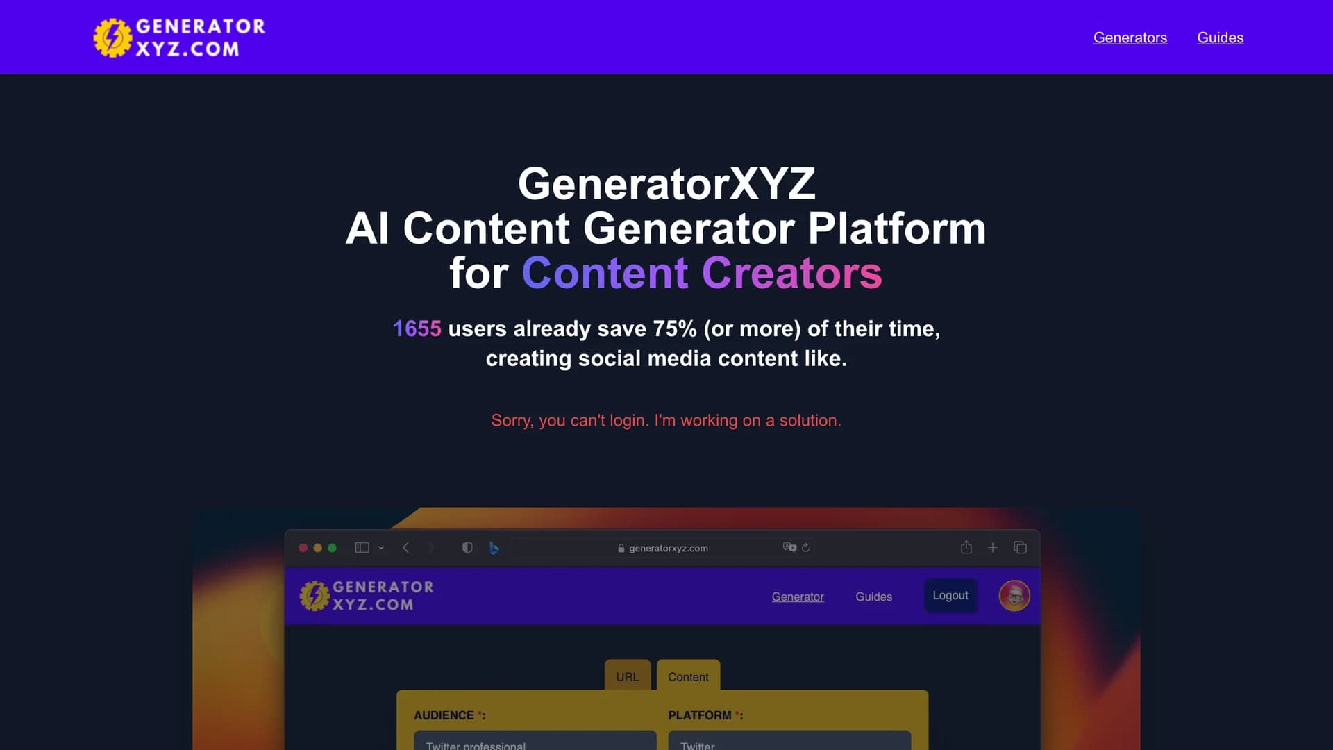 generatorxyz-com homepage