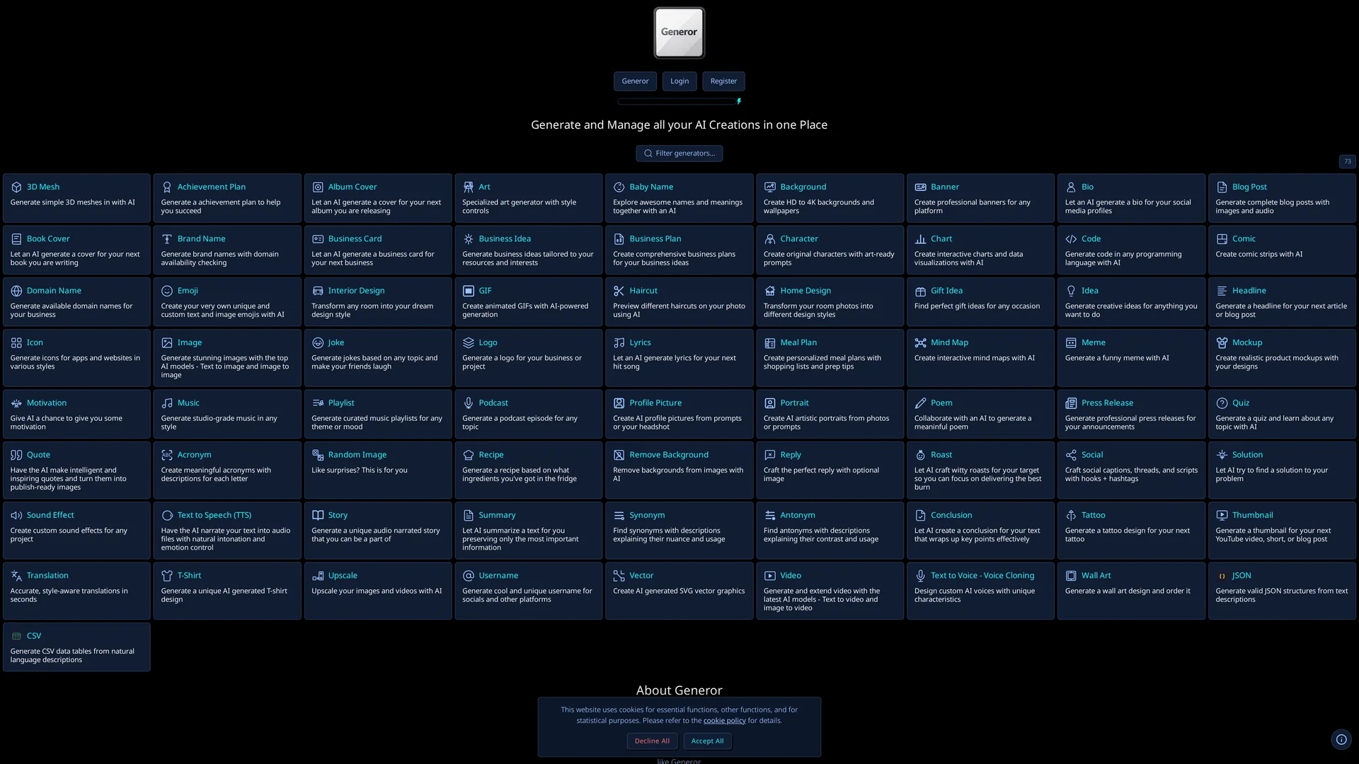 generor homepage